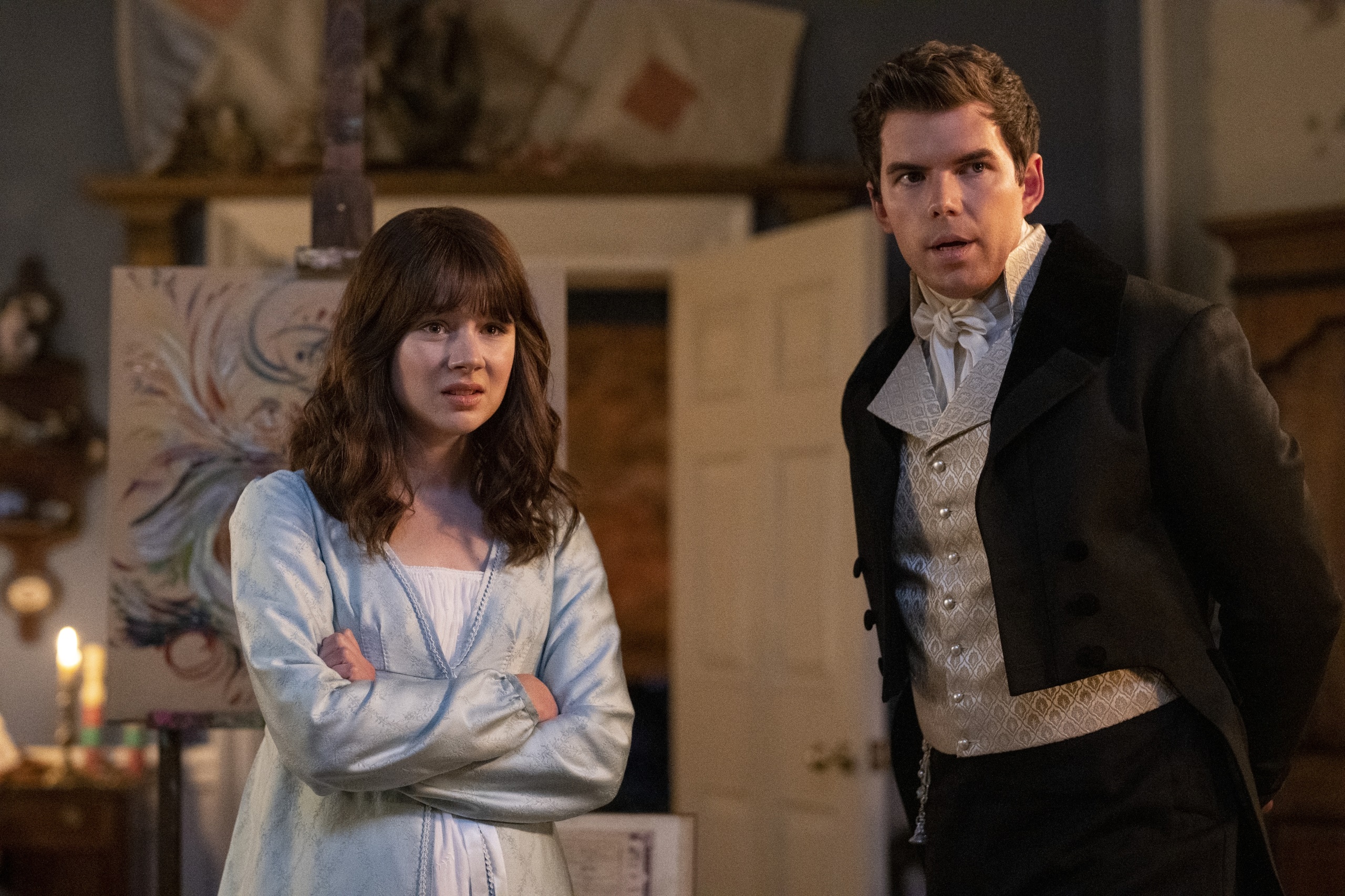 Penelope Featherington and Colin Bridgerton from Bridgerton HD Wallpaper