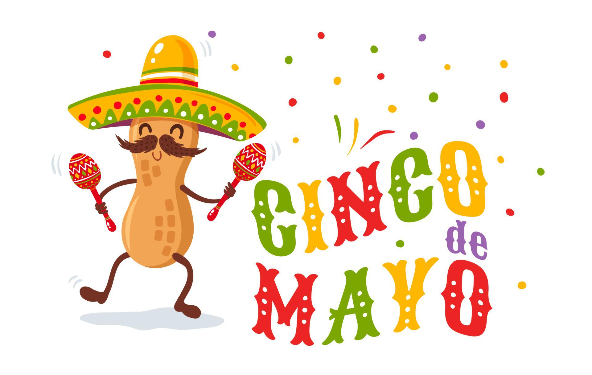 Cinco de Mayo peanut character with maracas HD Wallpaper