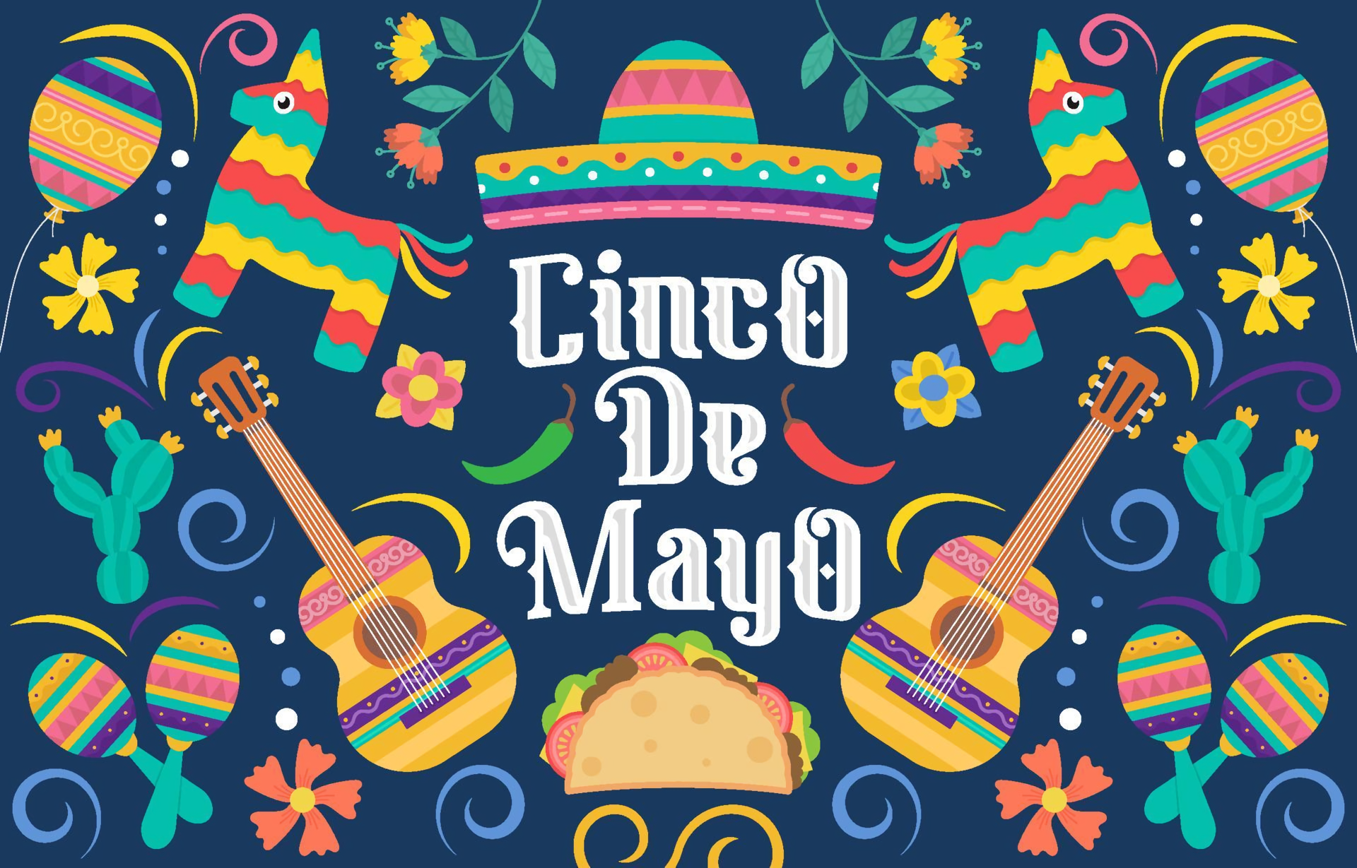 Cinco De Mayo Celebration with Mexican Elements HD Wallpaper
