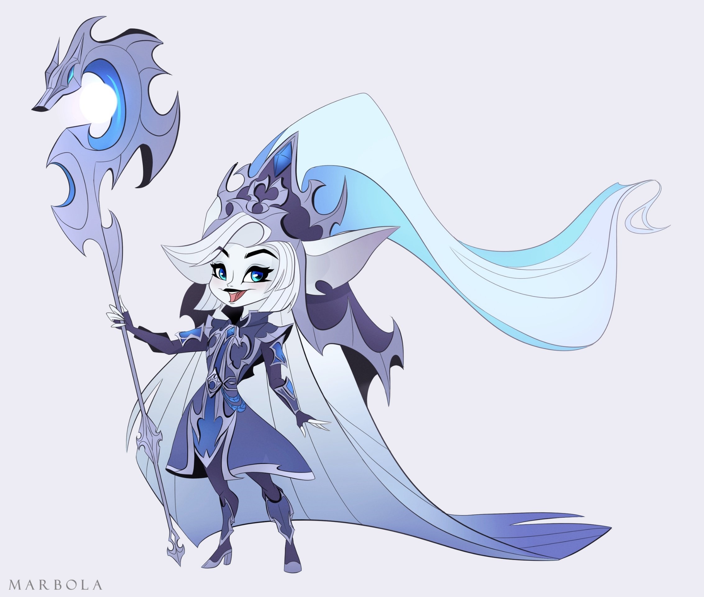 Lulu from League of Legends with staff HD Wallpaper
