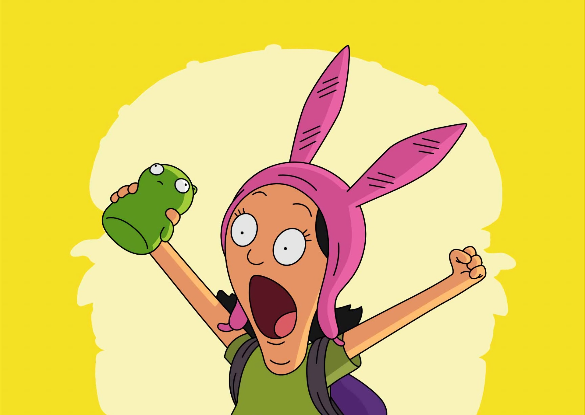 Louise Belcher from Bob's Burgers holding Kuchi Kopi HD Wallpaper