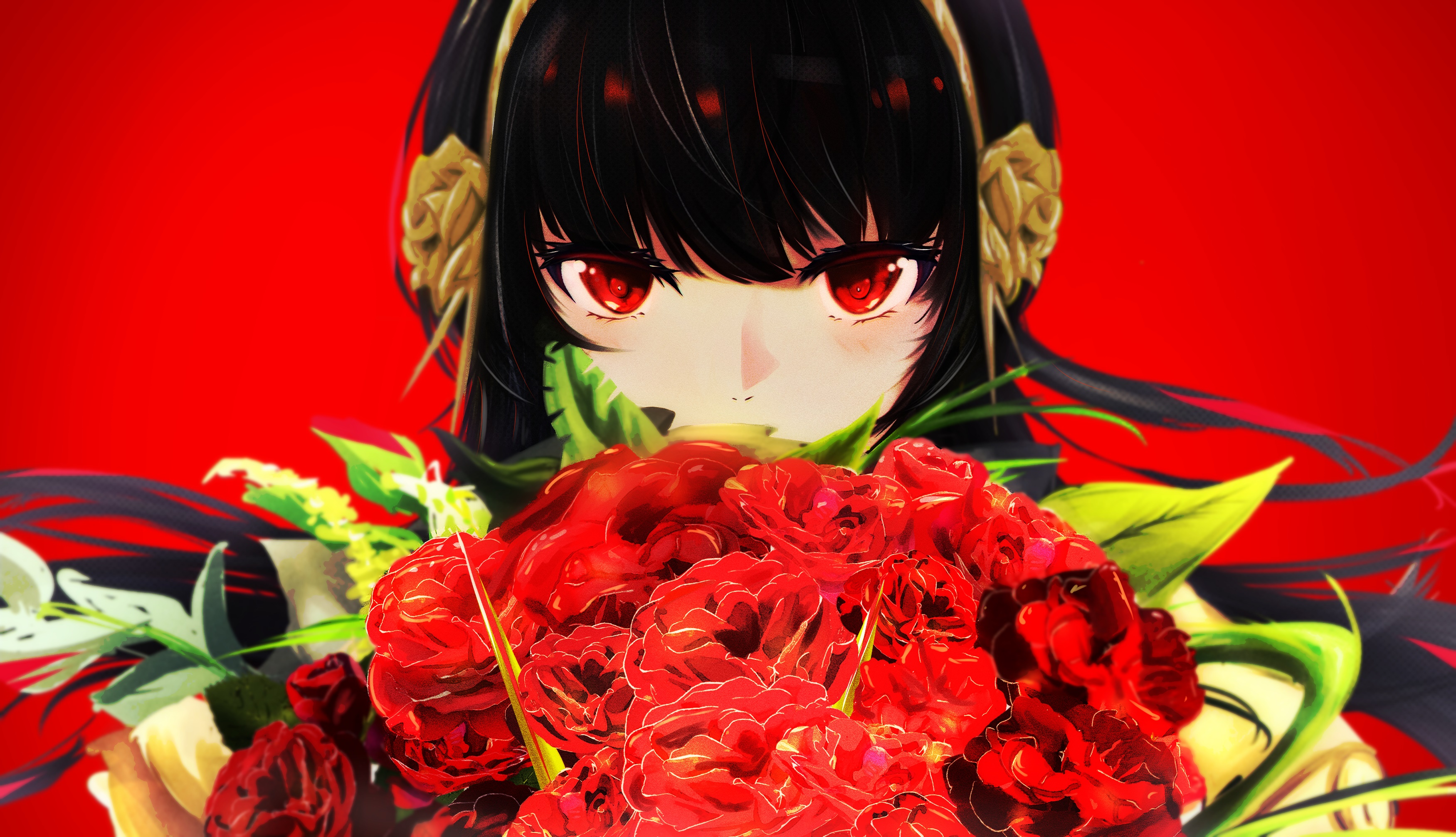Yor Forger from Spy X Family with Roses HD Wallpaper