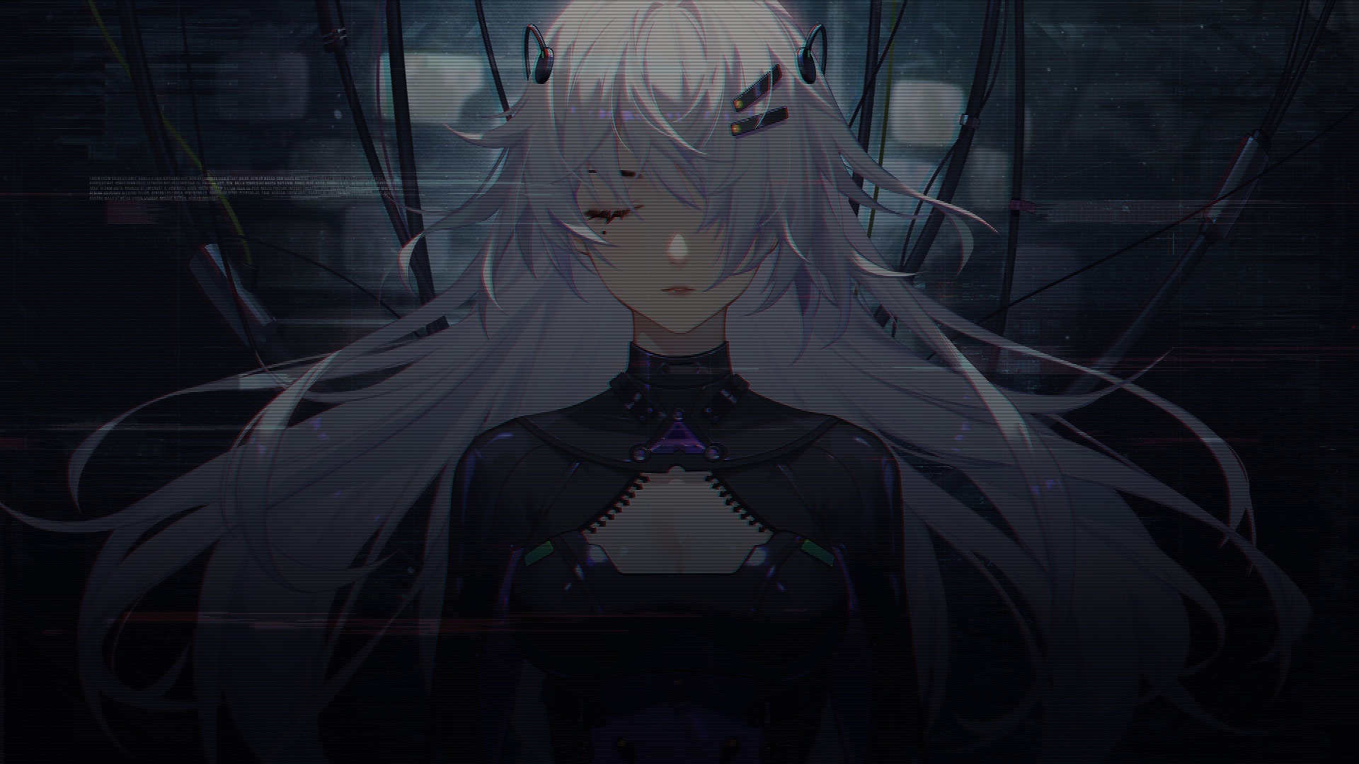 Girl with white hair and cybernetic implants HD Wallpaper