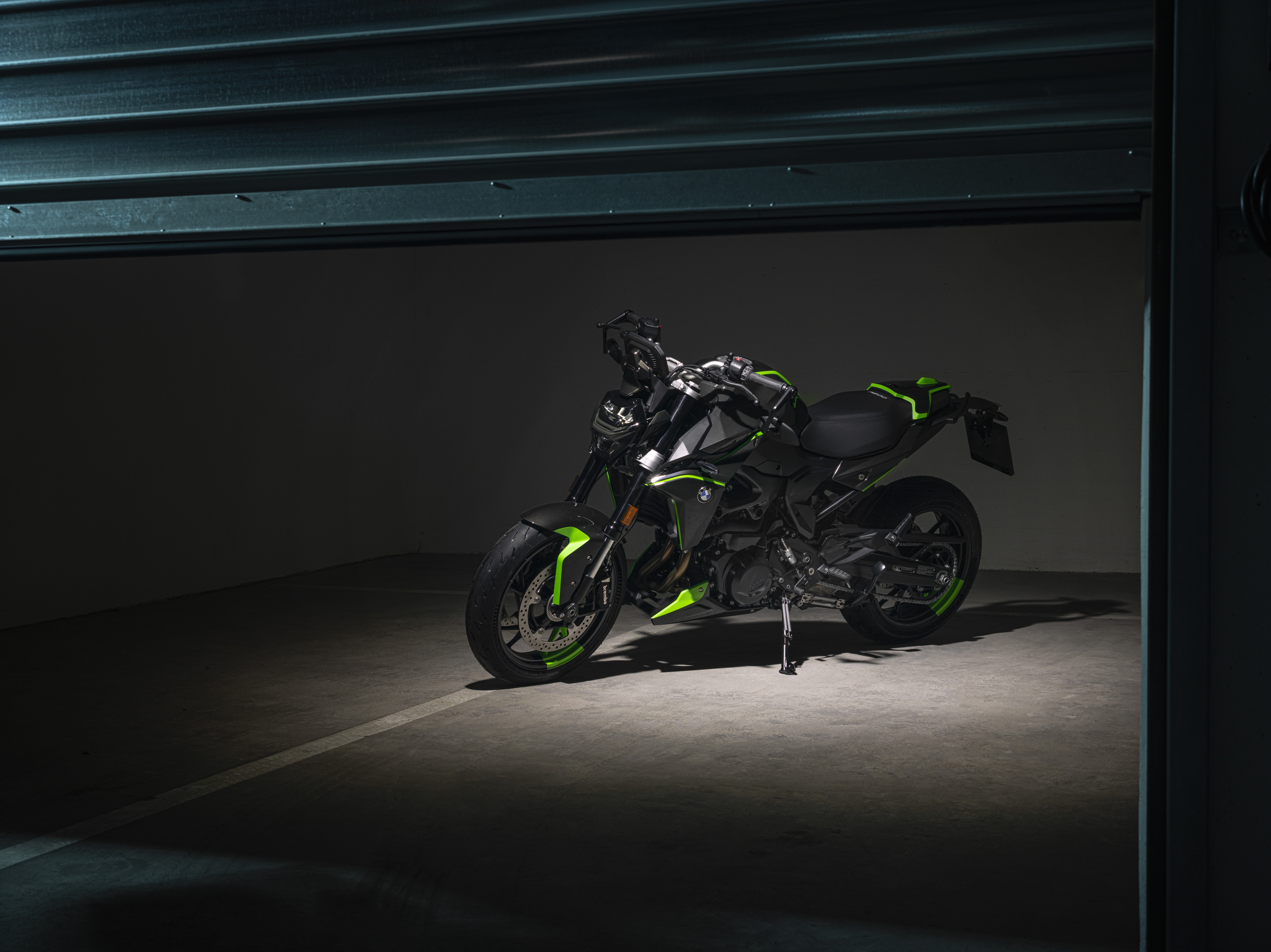 BMW F 900 R motorcycle in garage HD Wallpaper