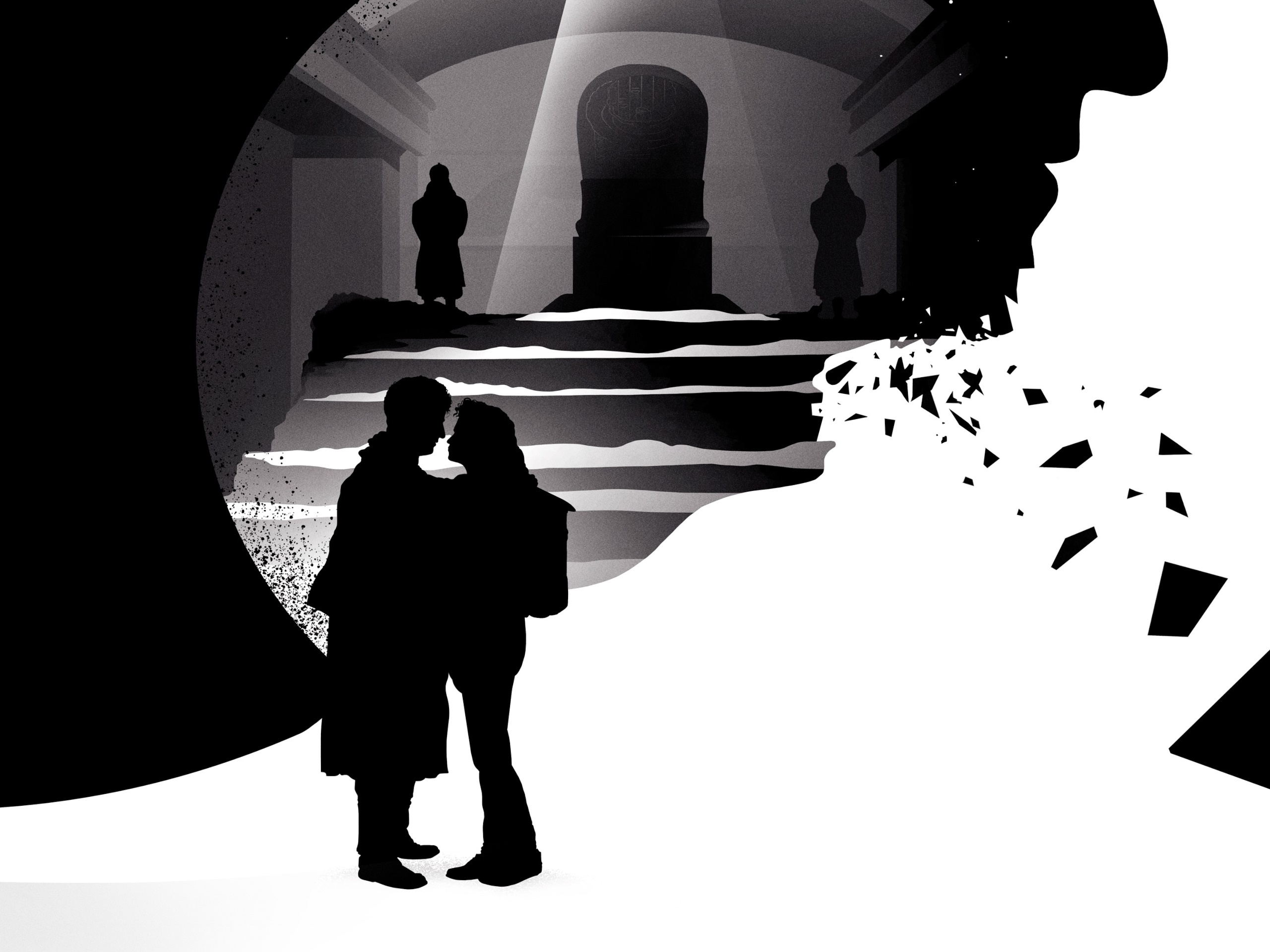 Moon Knight couple in front of ancient structure HD Wallpaper