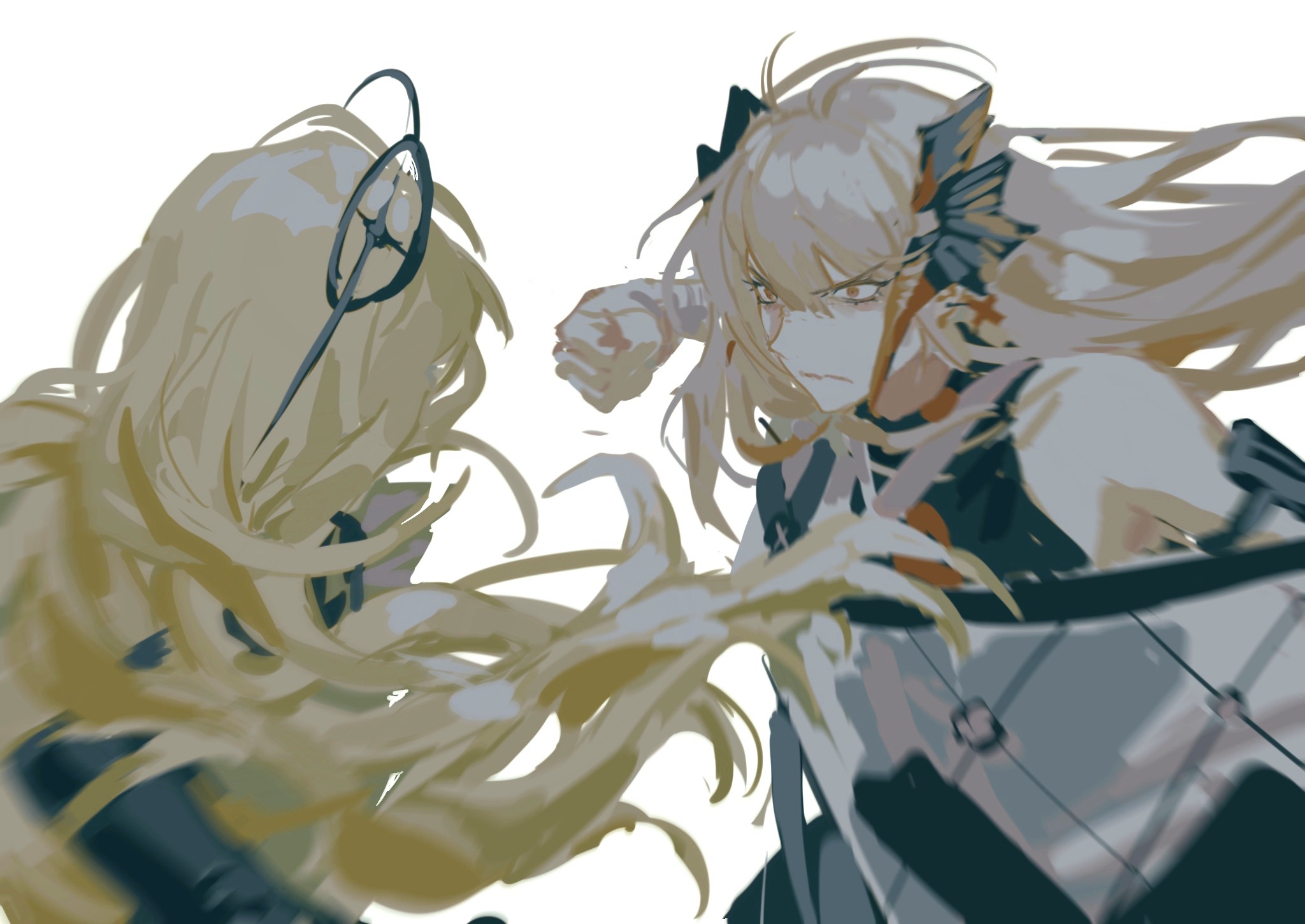 Two female characters fighting in Arknights HD Wallpaper