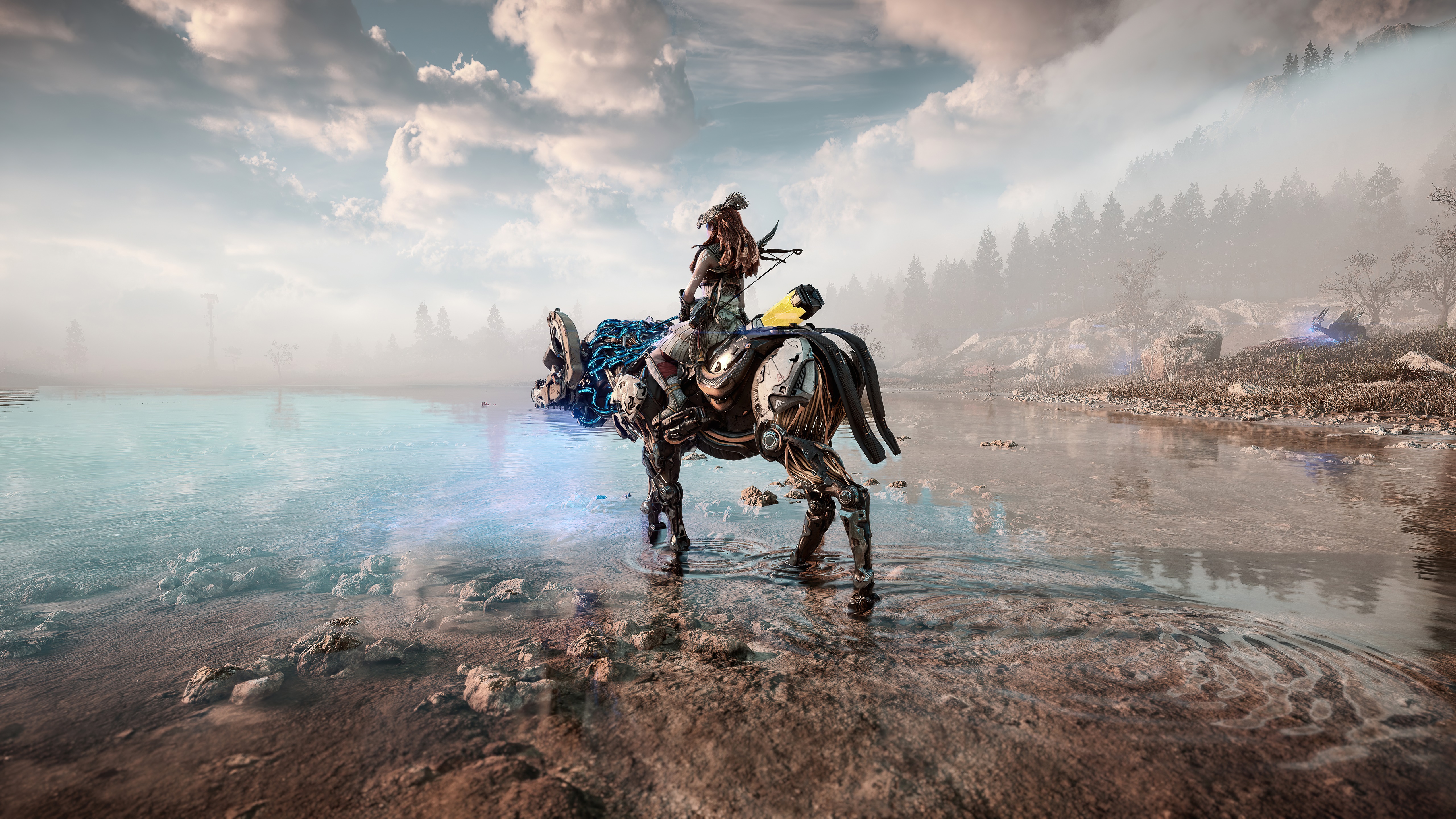 Aloy riding a machine in Horizon Forbidden West 4K HD Wallpaper