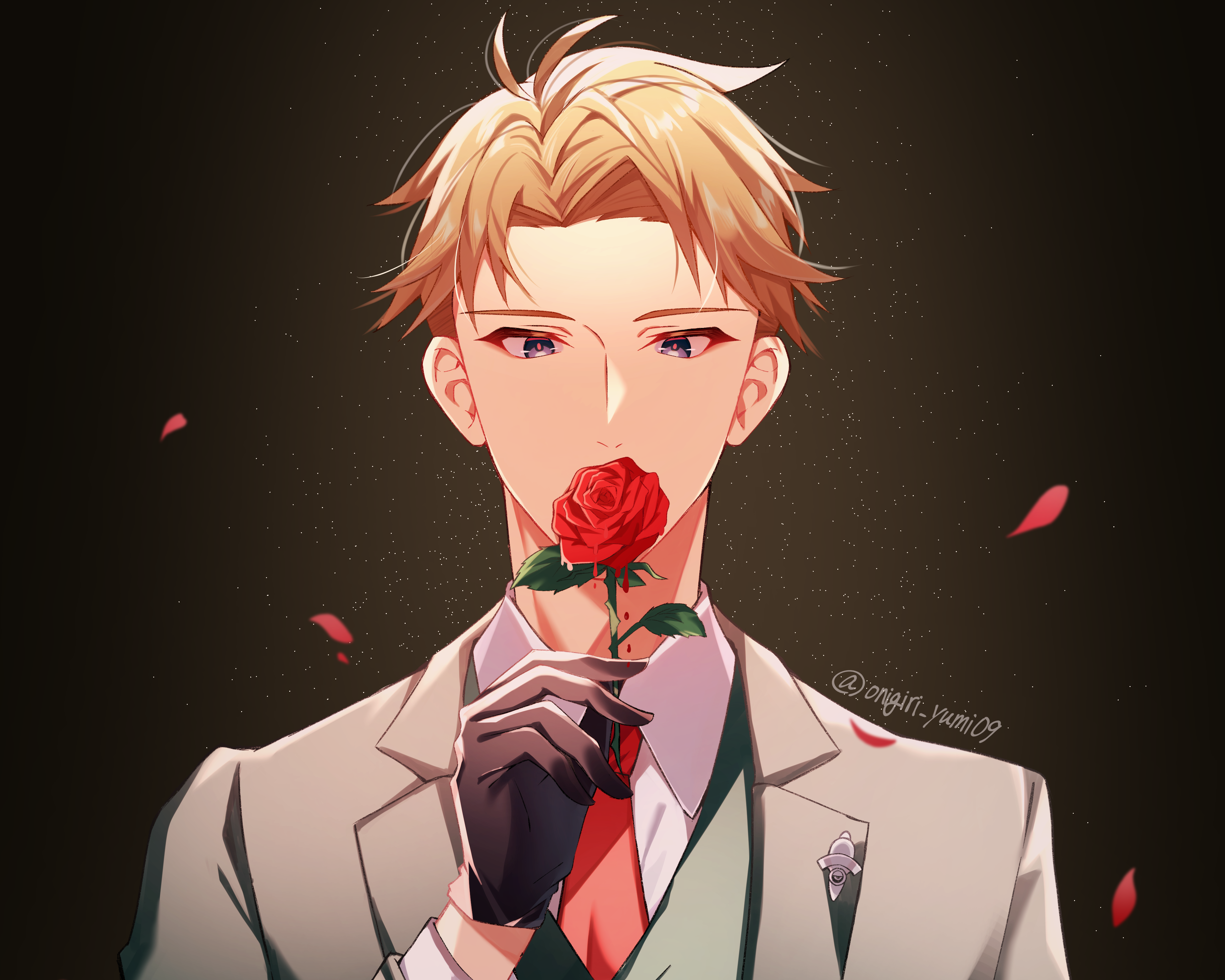 Loid Forger from Spy X Family holding a rose HD Wallpaper
