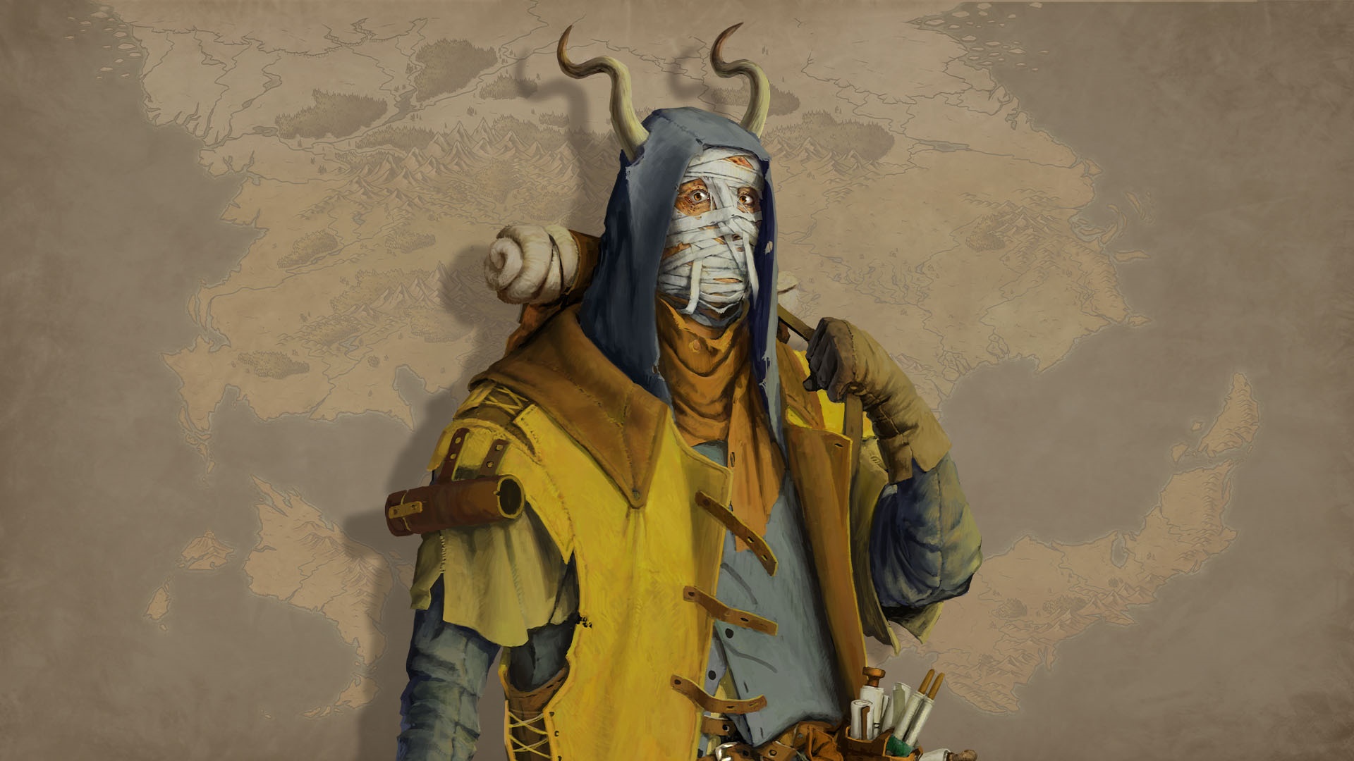 Nameless Adventurer with Horns and Bandages HD Wallpaper