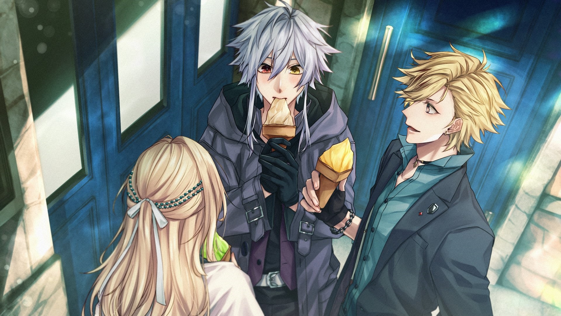 Three people eating ice cream HD Wallpaper