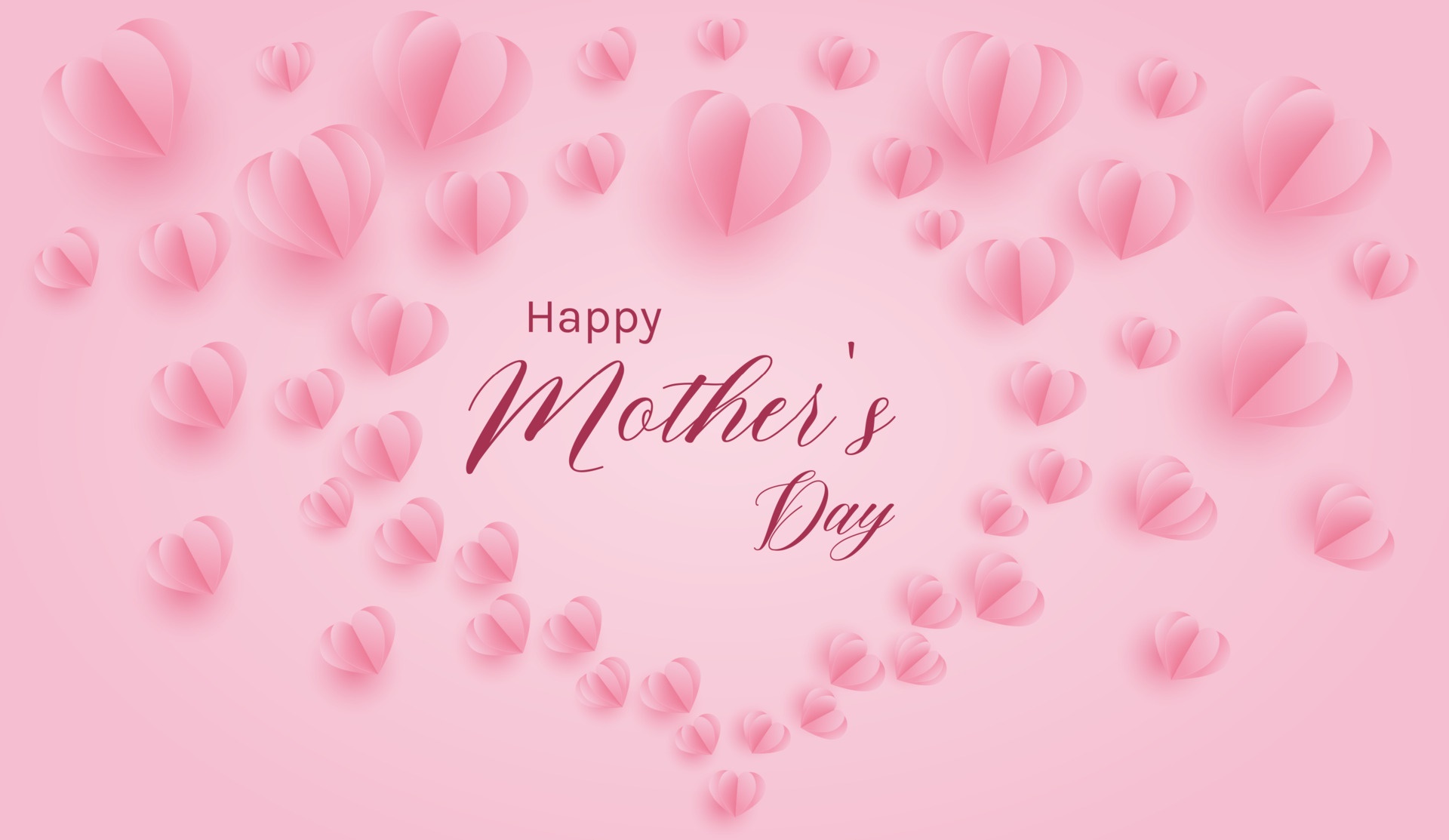 Happy Mother's Day with pink hearts HD Wallpaper