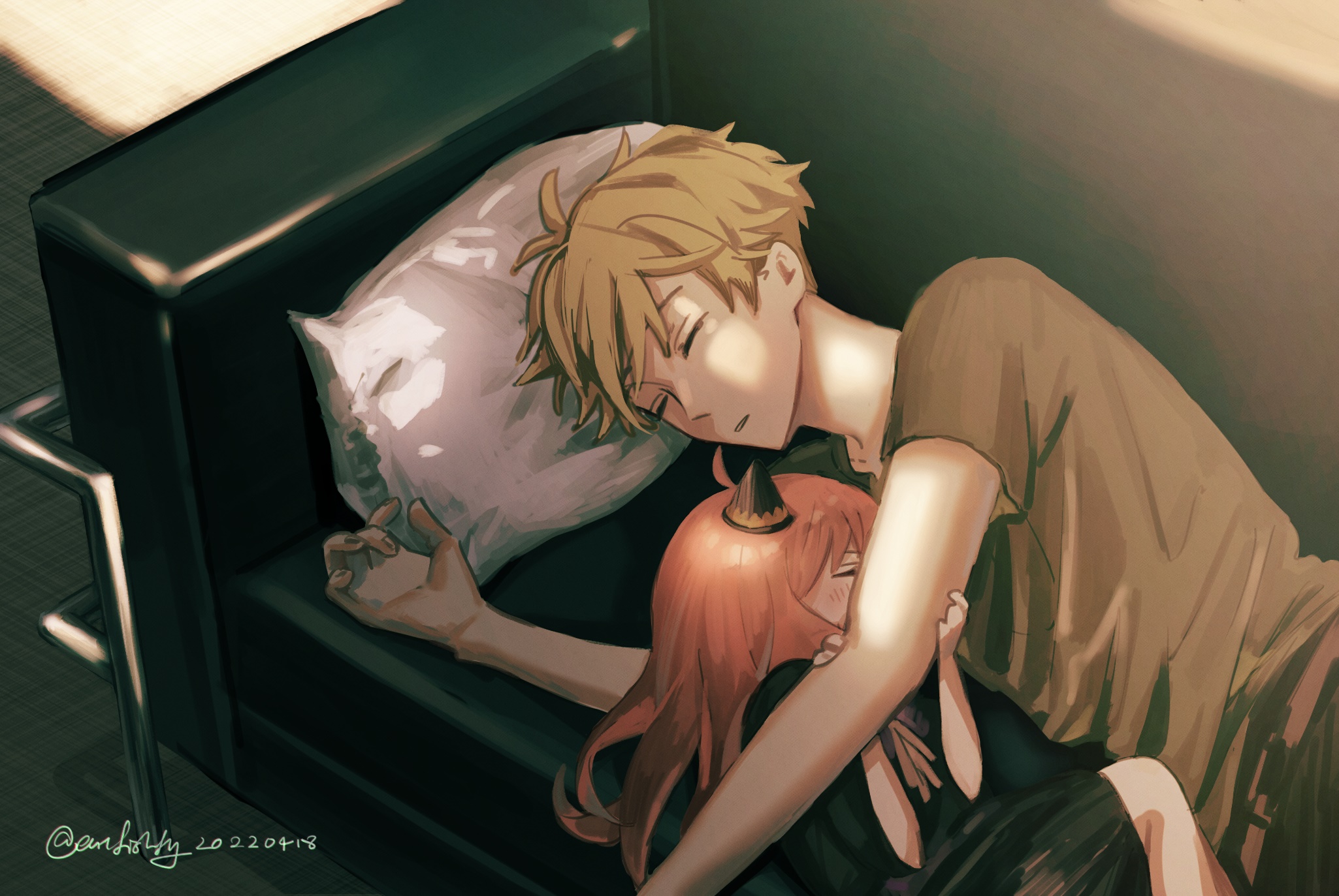 Anya Forger and Loid Forger from Spy X Family sleeping HD Wallpaper