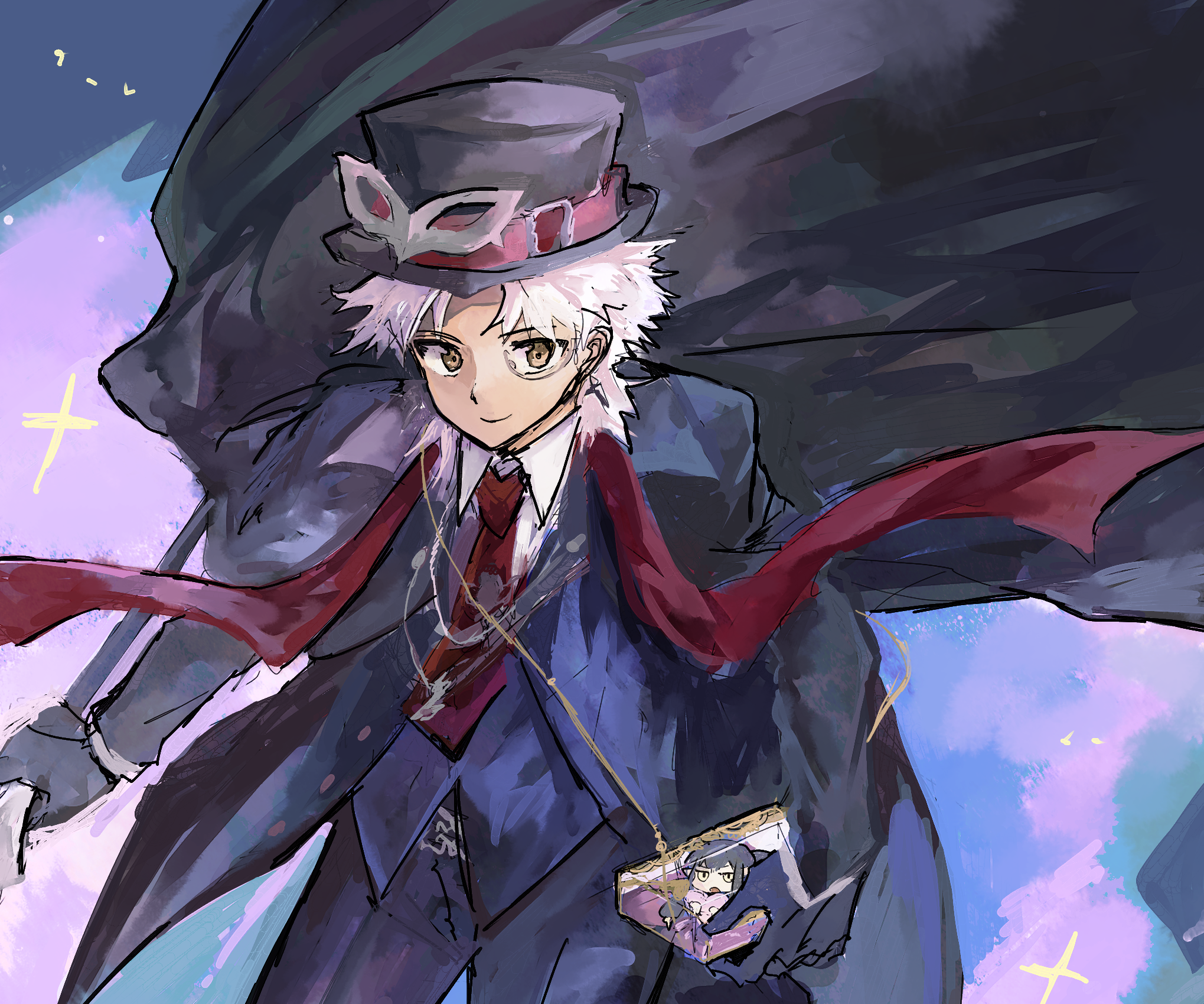 Shirou Kotomine in a suit with a mask and cape HD Wallpaper