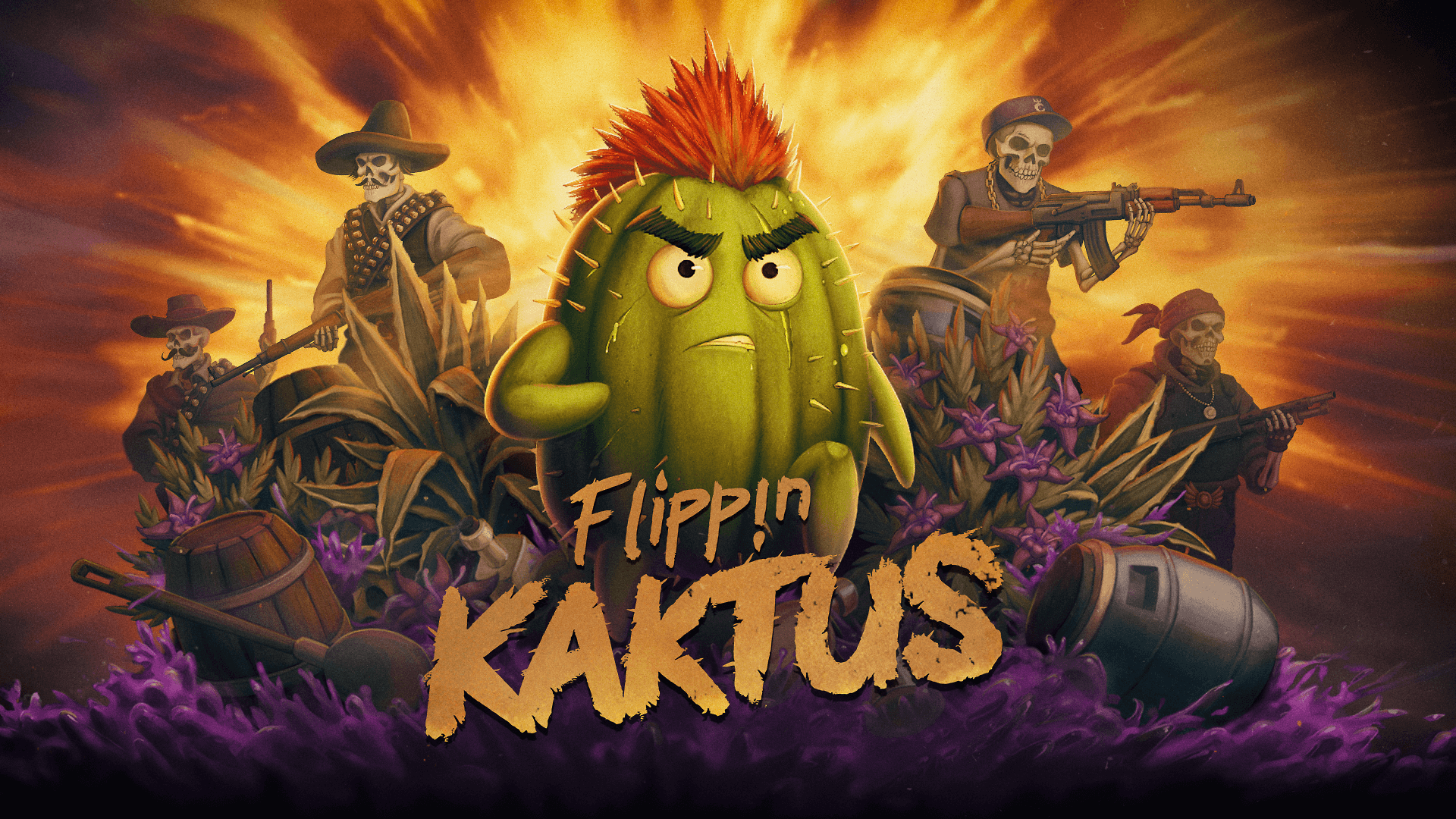 Flippin Kaktus with skeleton bandits HD Wallpaper