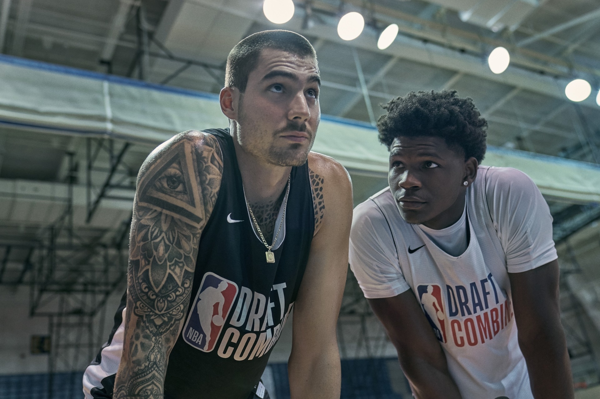 Two basketball players at NBA Draft Combine HD Wallpaper