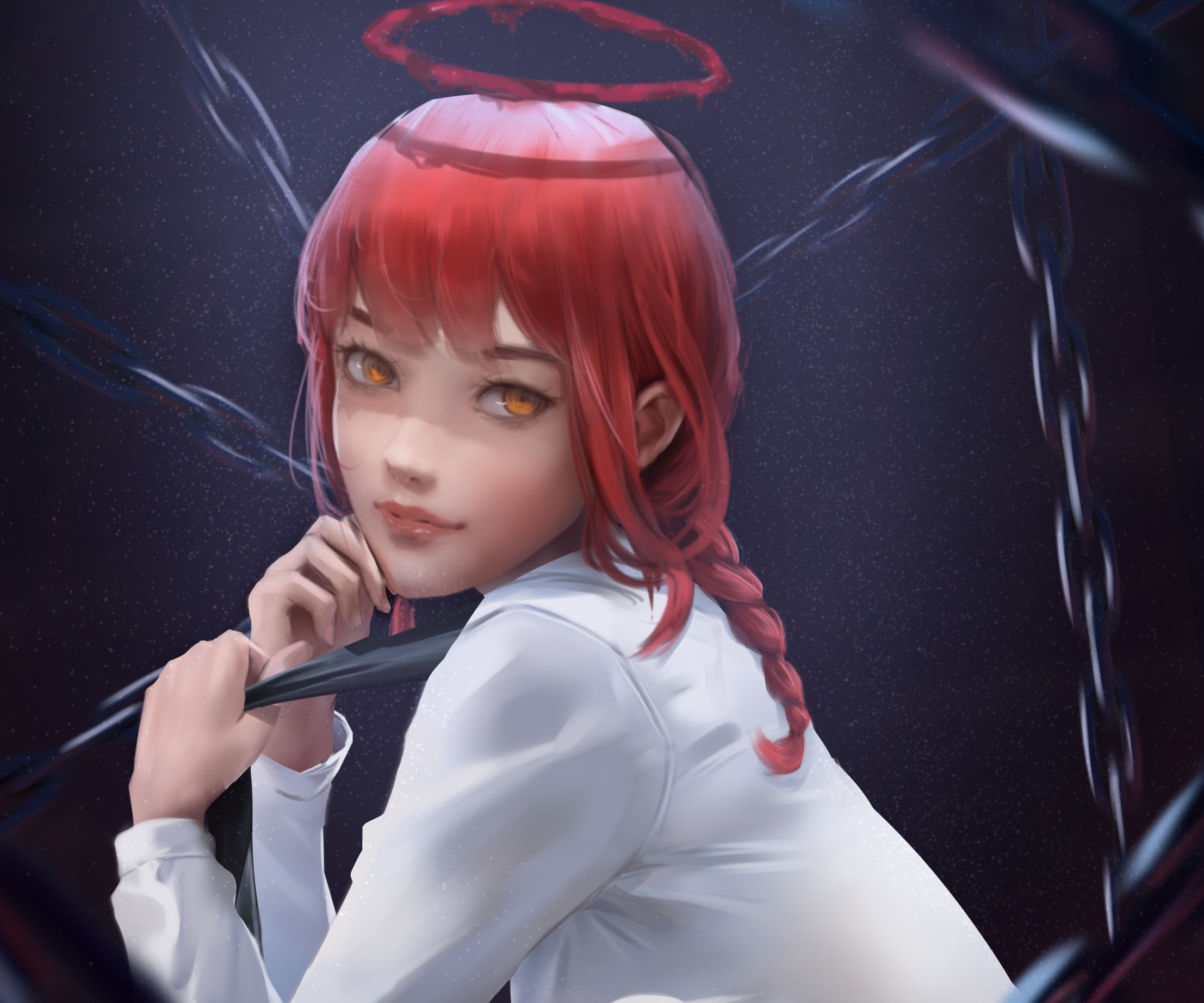 Makima from Chainsaw Man with chains HD Wallpaper
