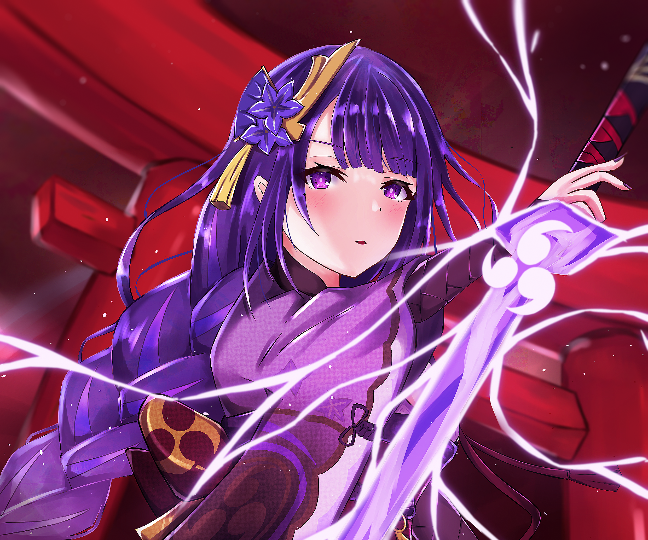 Raiden Shogun from Genshin Impact with sword HD Wallpaper