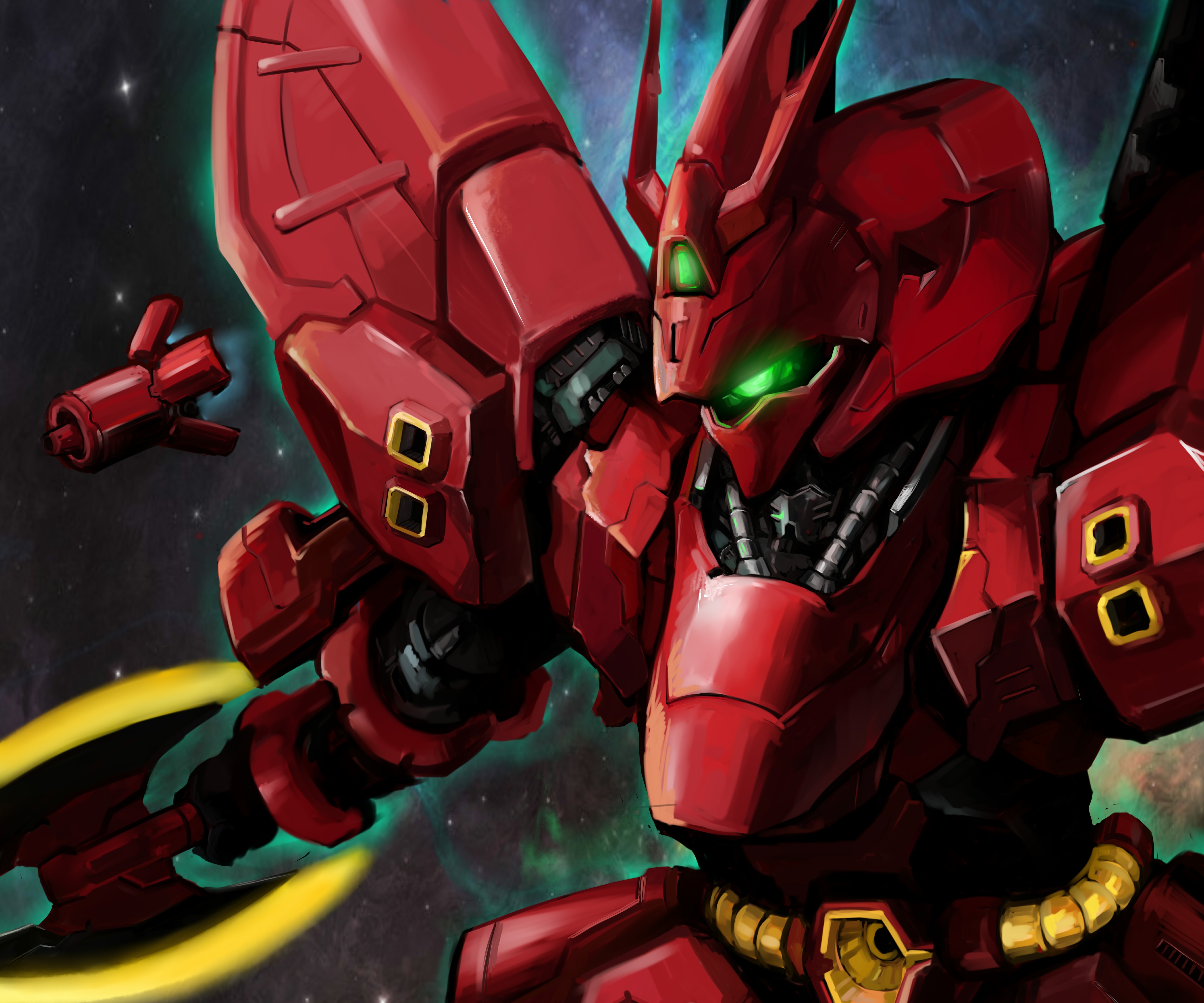 Red Mobile Suit Gundam Mecha in Space HD Wallpaper