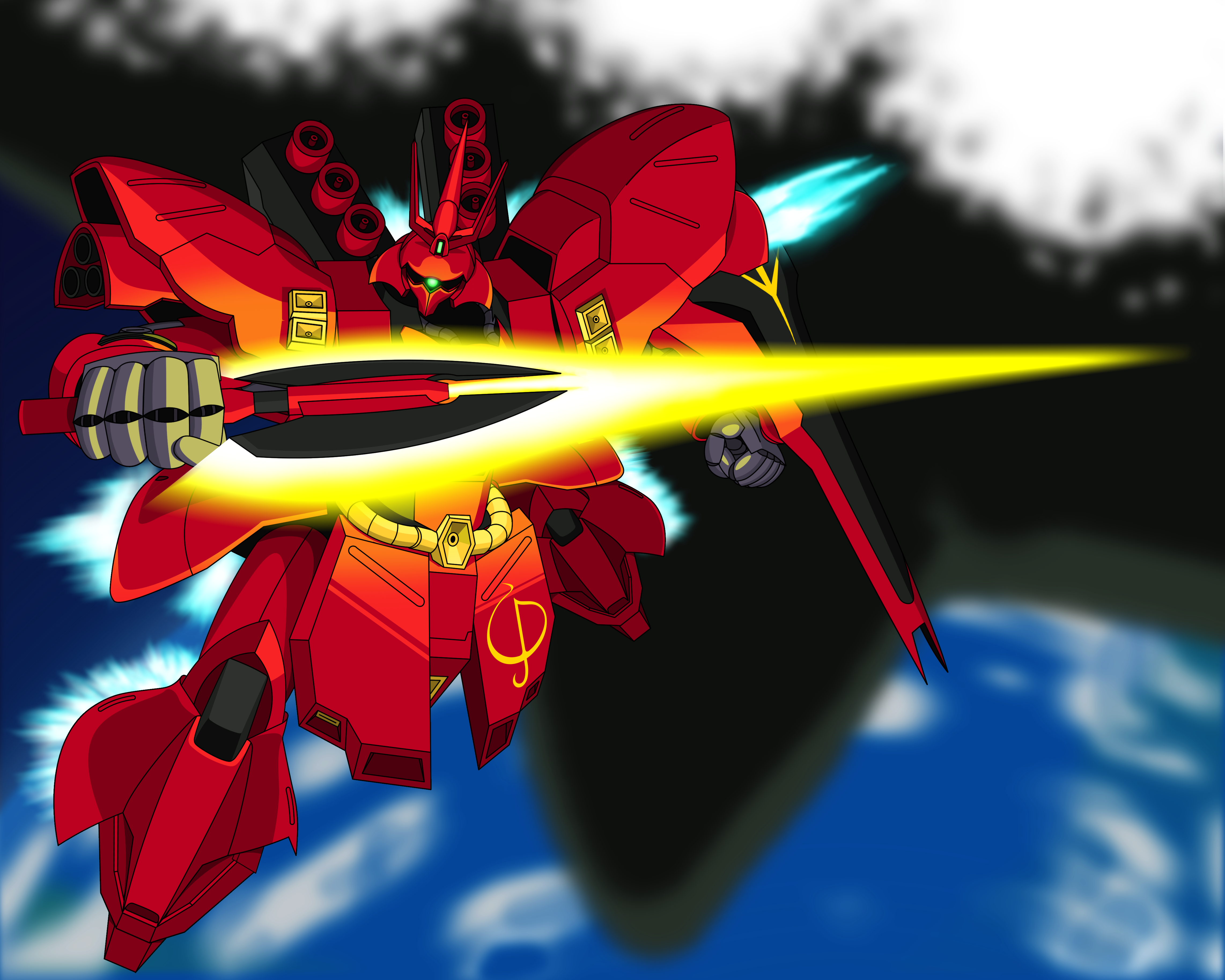Sazabi from Mobile Suit Gundam with Beam Saber HD Wallpaper