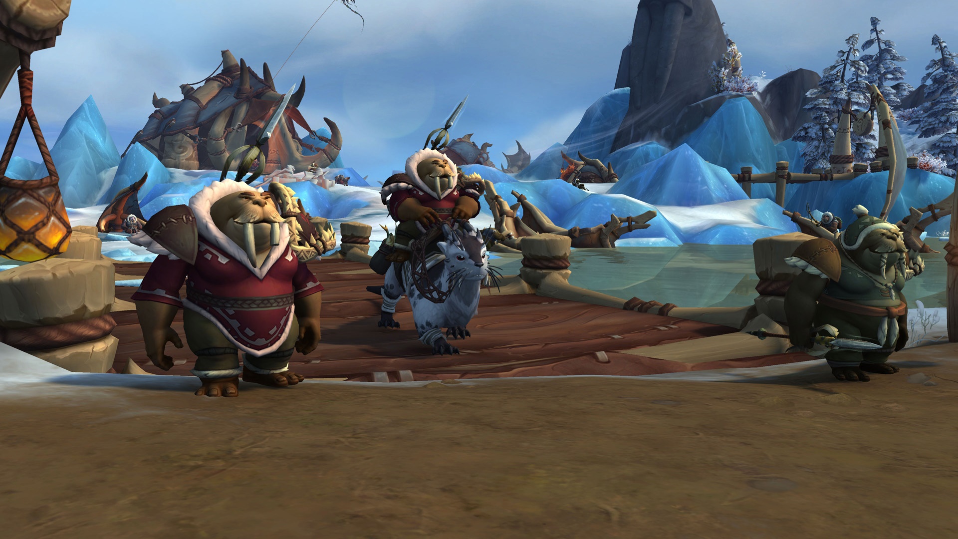 World of Warcraft: Dragonflight characters on a dock HD Wallpaper