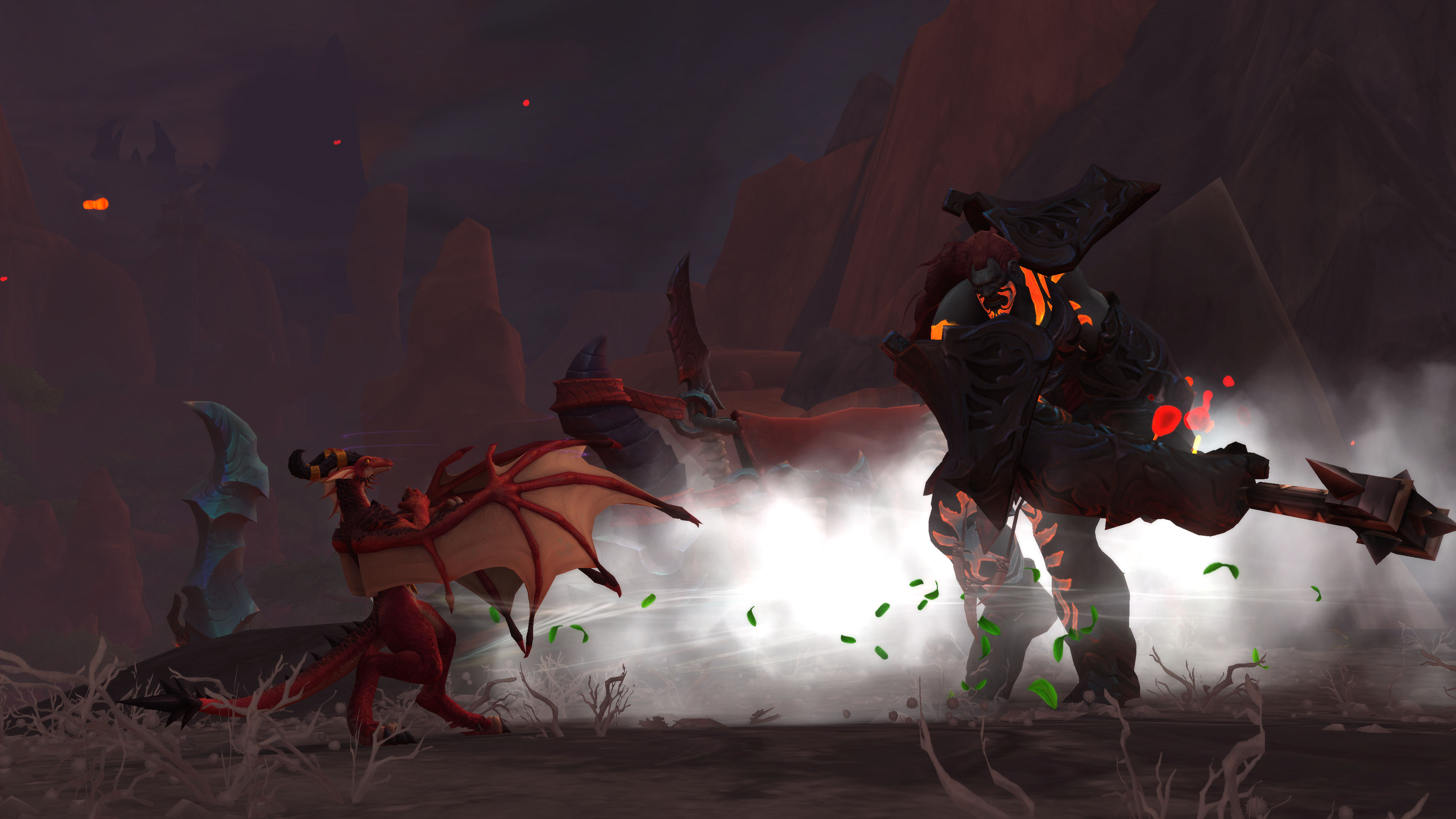 Dragon from World of Warcraft: Dragonflight fighting a large creature HD Wallpaper
