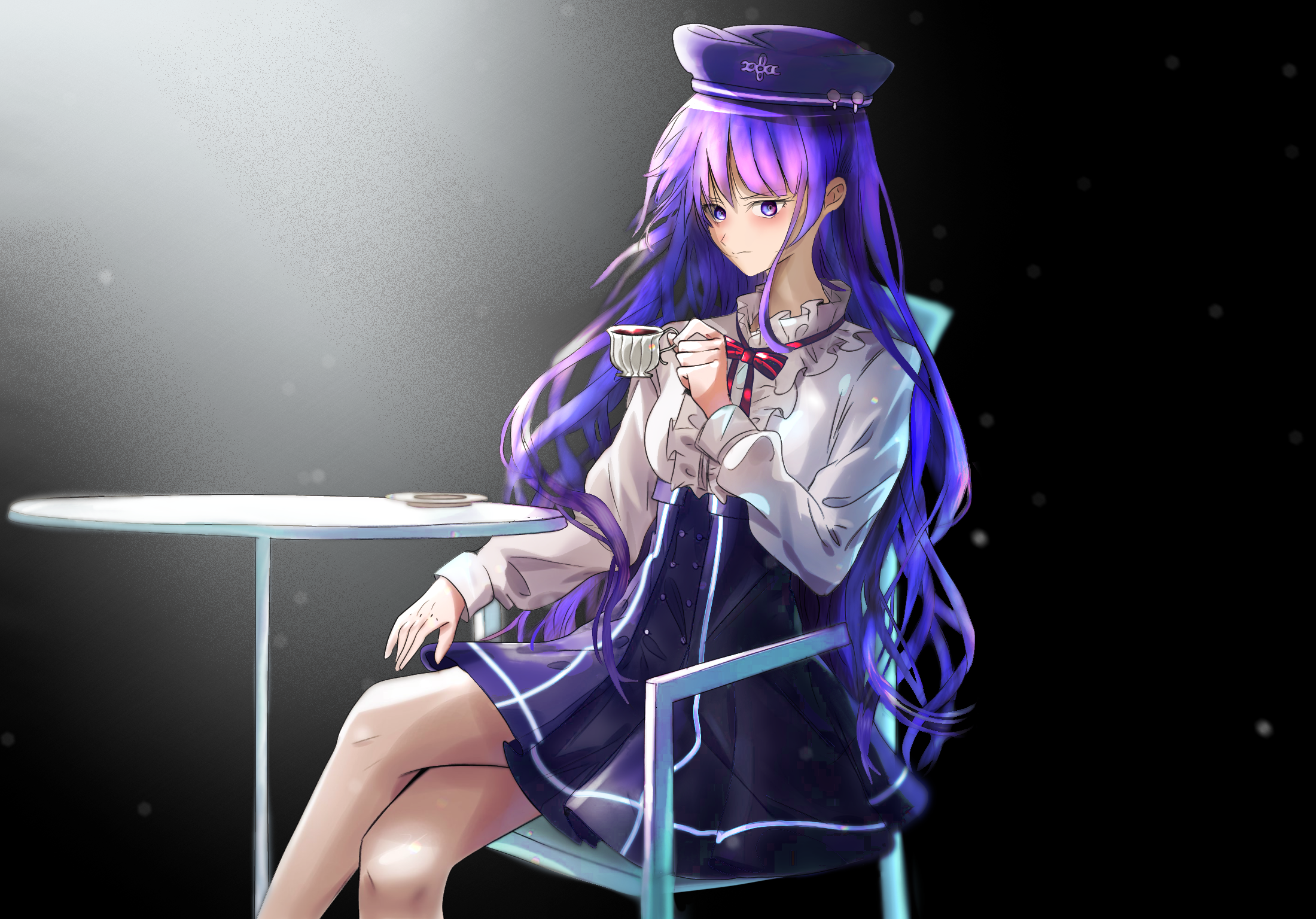 Raiden Shogun from Genshin Impact drinking tea HD Wallpaper