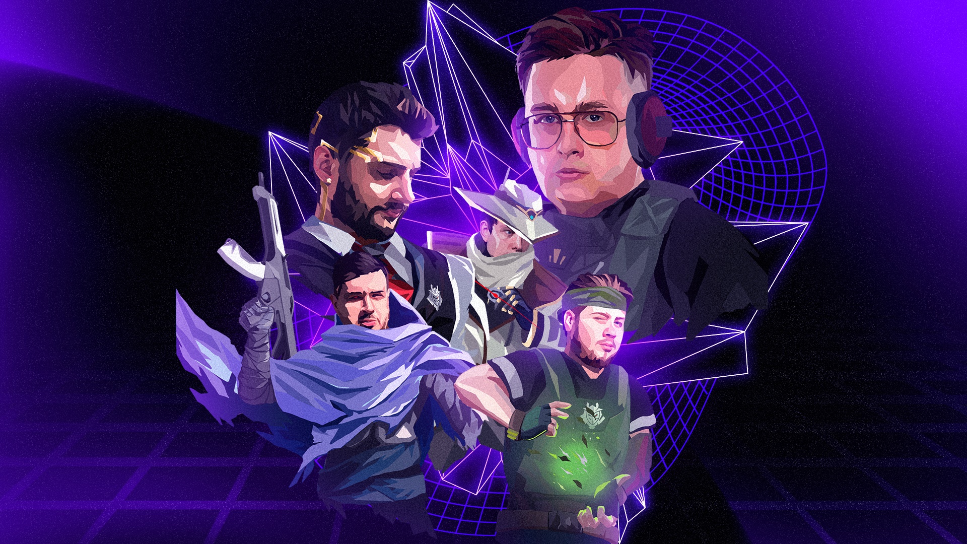 G2 Valorant Team members in a digital art style HD Wallpaper