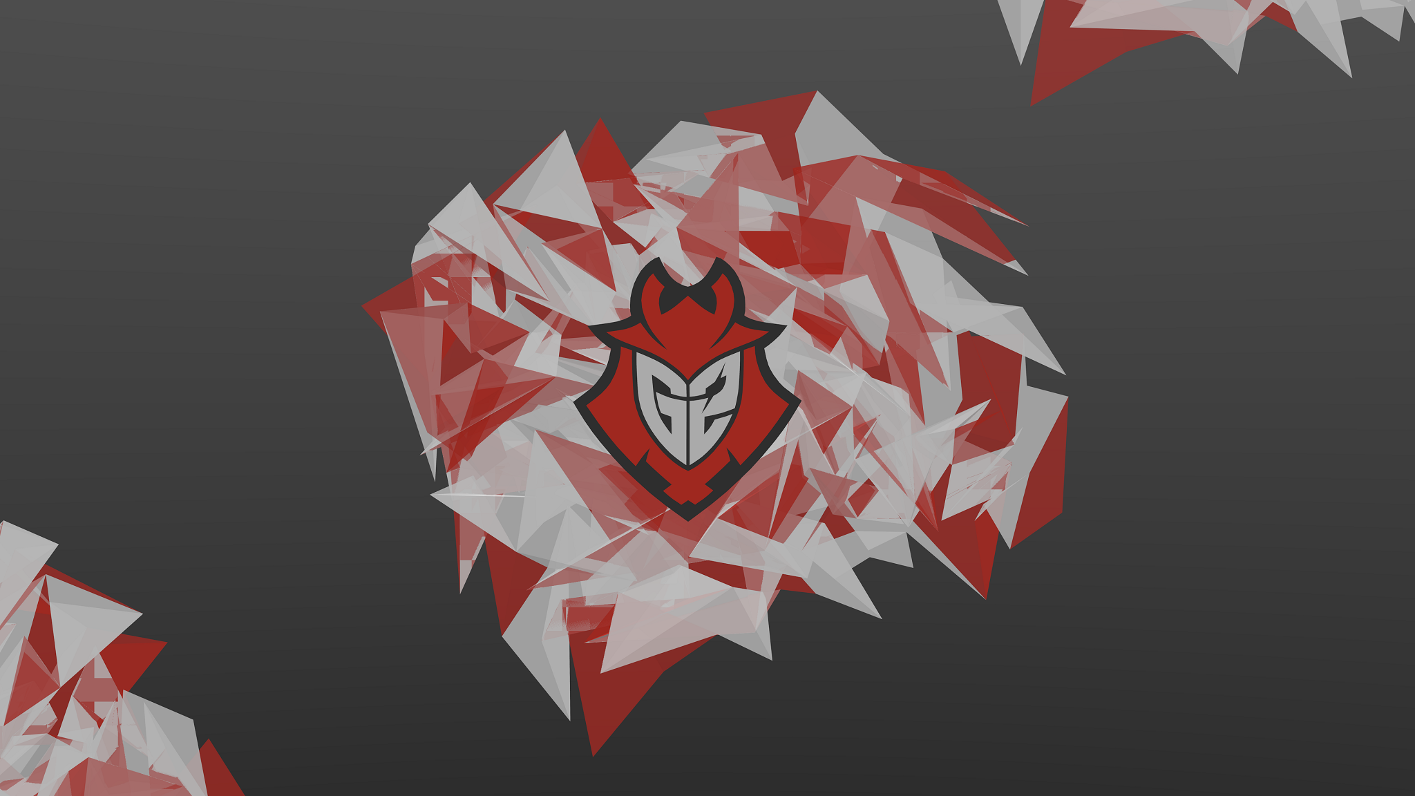 G2 Esports logo with abstract red and white shards HD Wallpaper