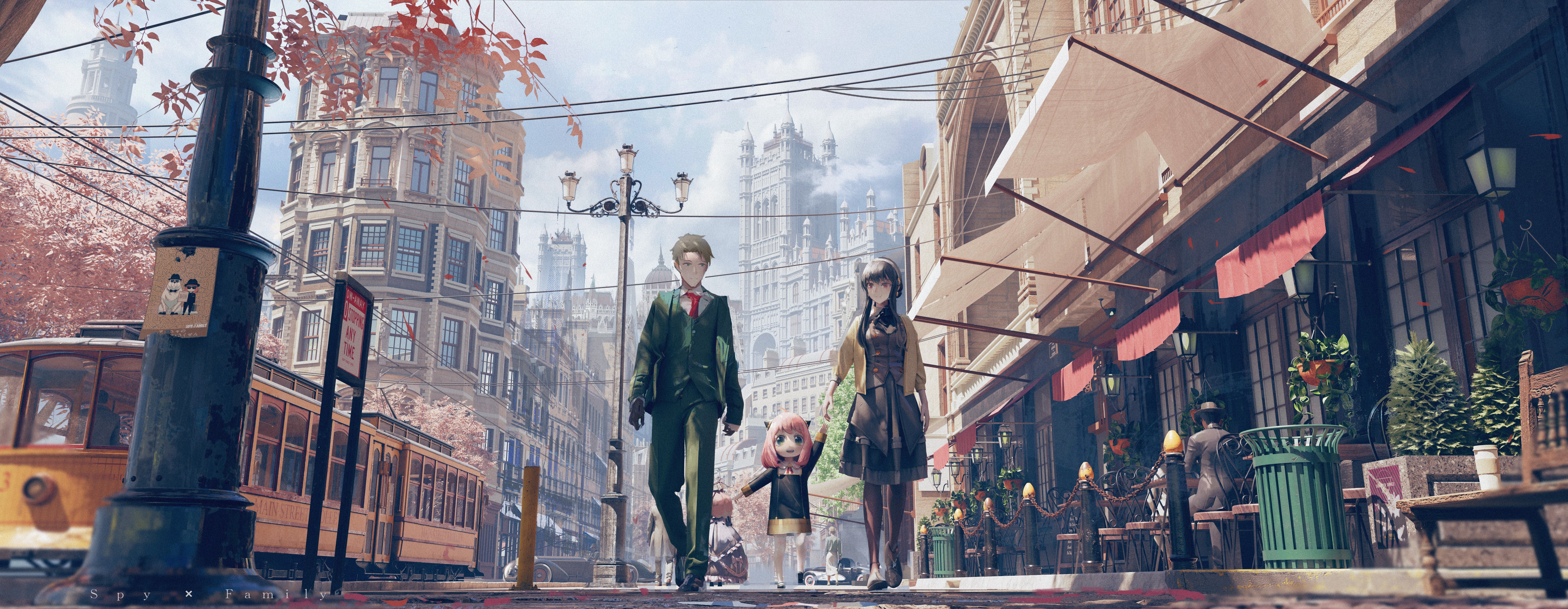 Spy X Family 4K Anya, Yor, and Loid Forger walking HD Wallpaper