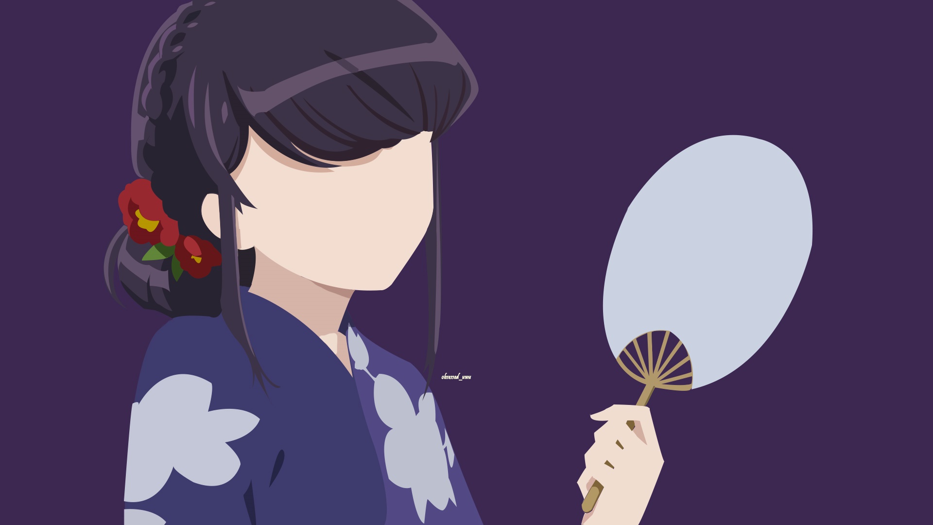 Shoko Komi in a Yukata holding a fan HD Wallpaper