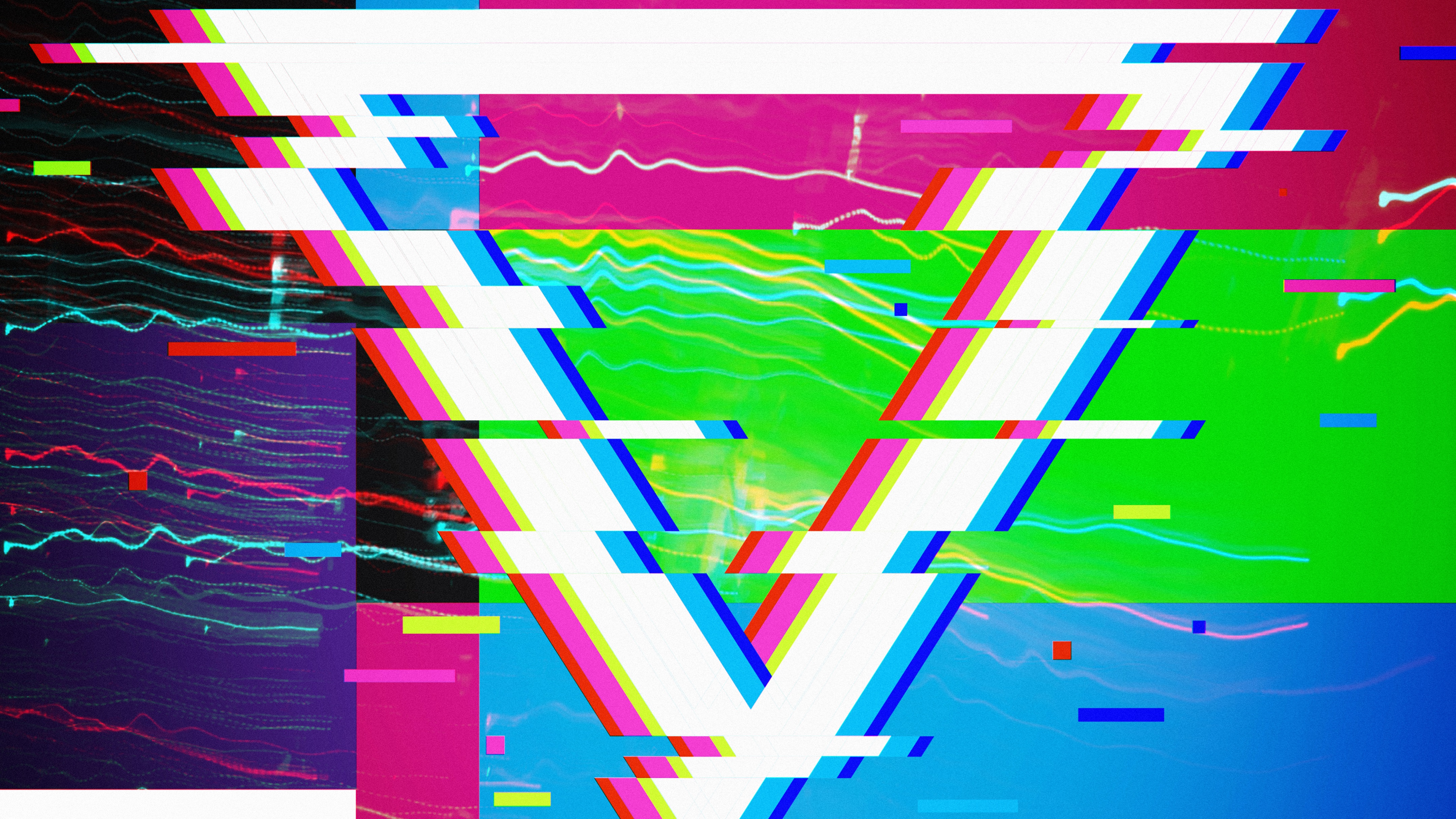 Distorted Triangle with Glitch Art HD Wallpaper