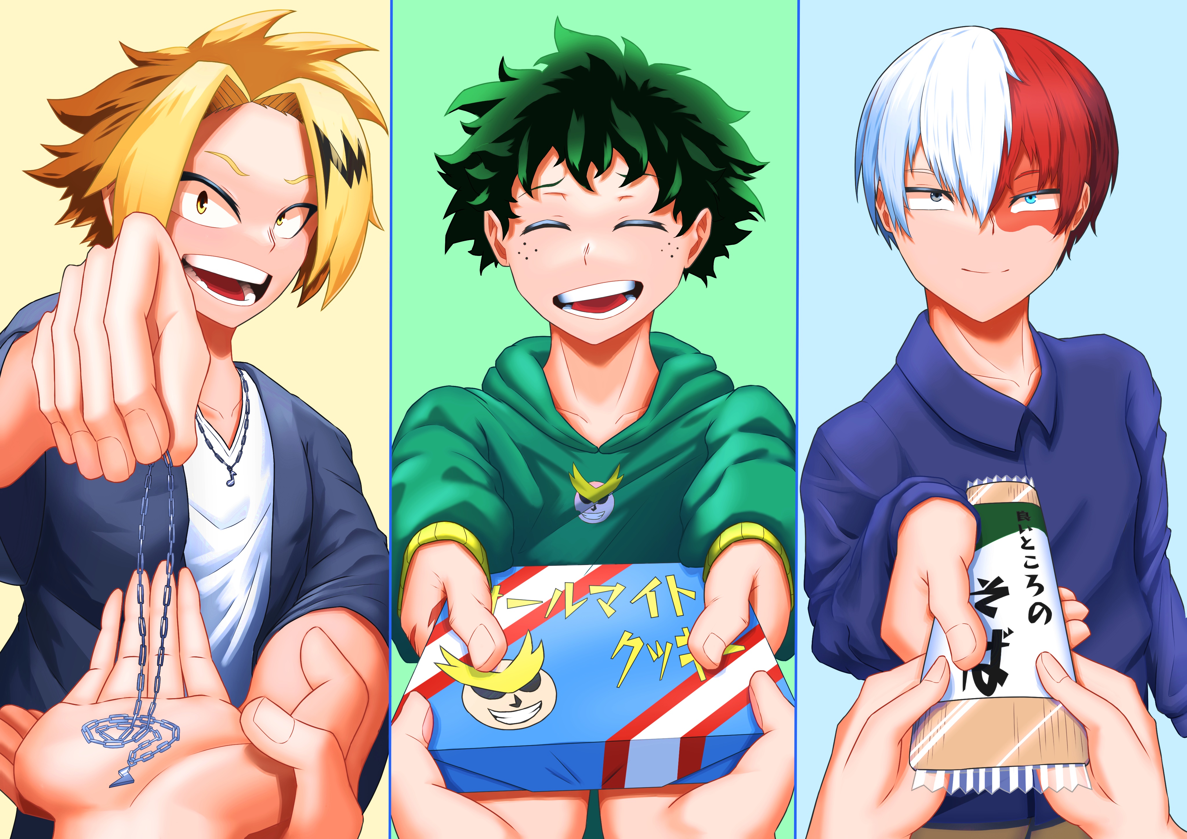 My Hero Academia: Izuku Midoriya, Shoto Todoroki, Denki Kaminari HD Wallpaper