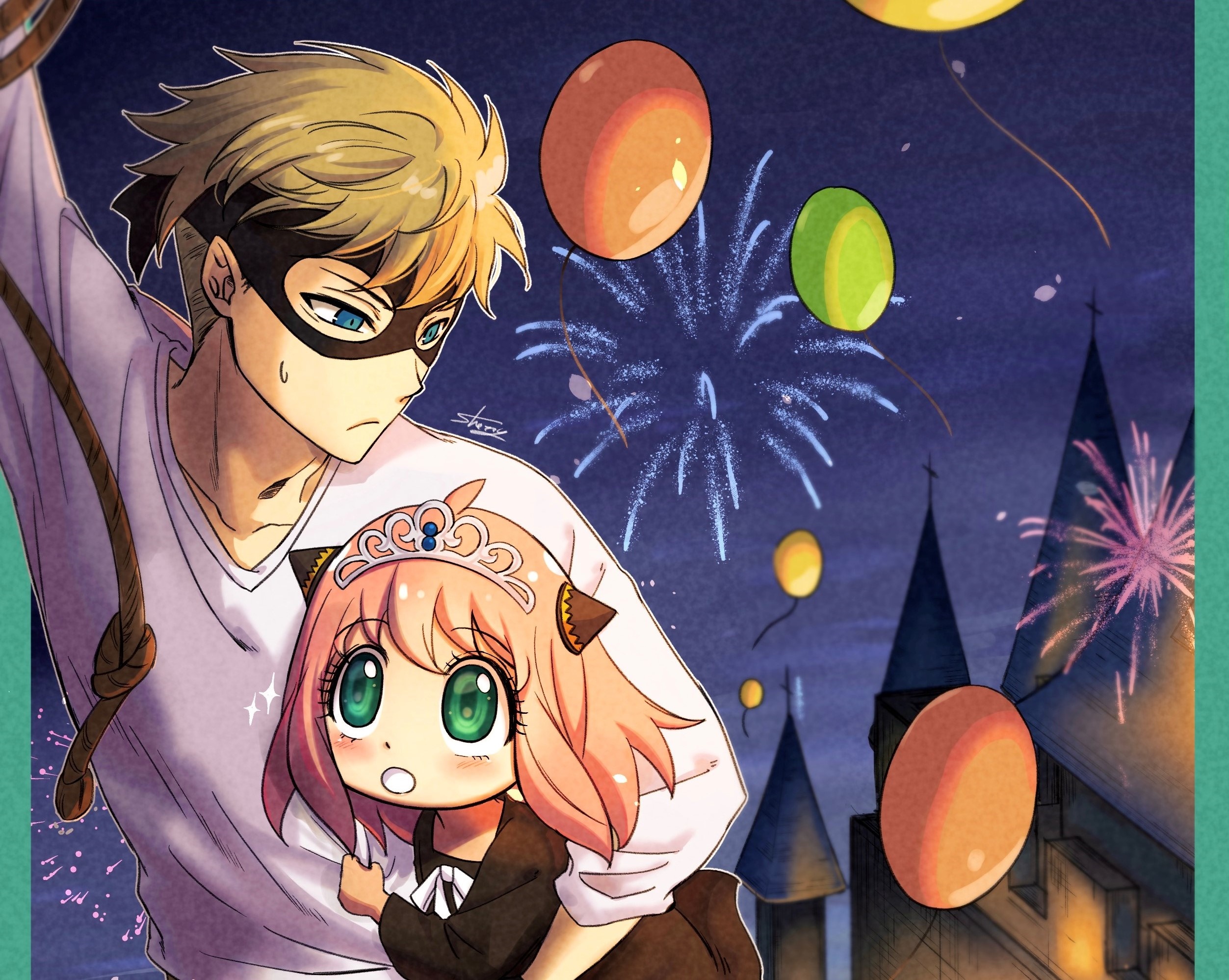 Loid and Anya Forger from Spy X Family at a festival HD Wallpaper