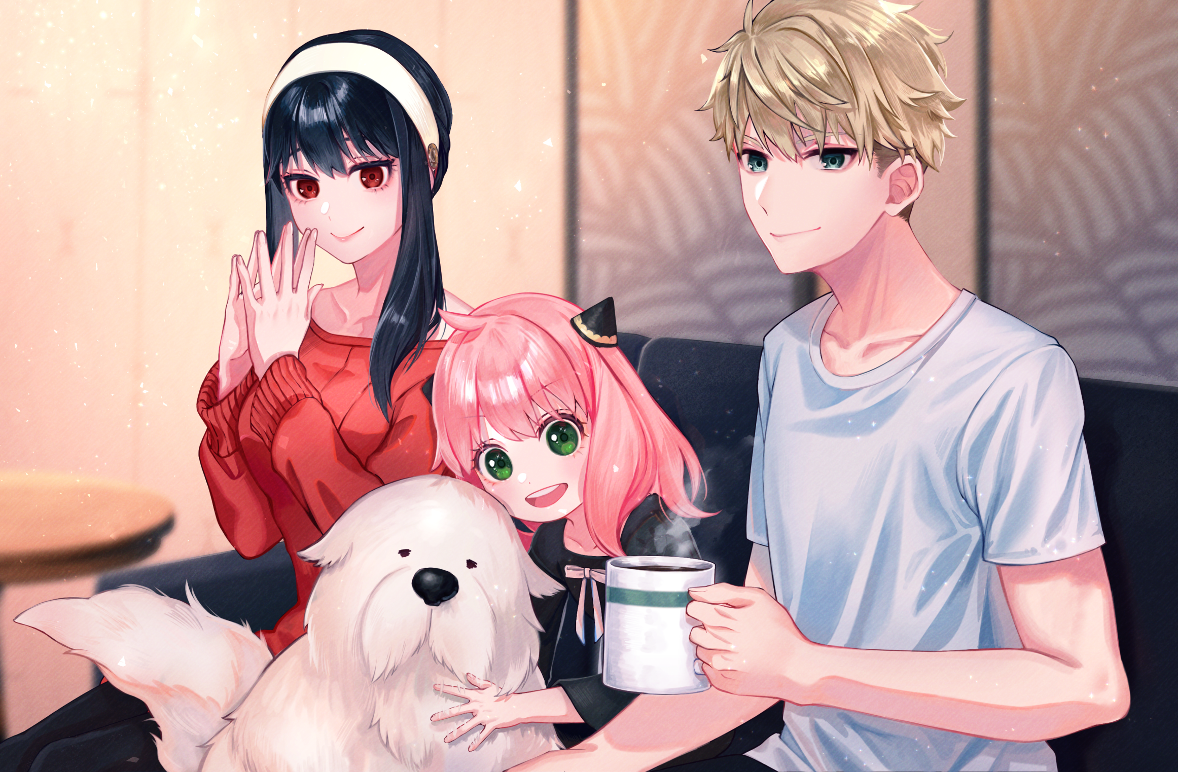 Yor, Loid, Anya, and Bond from Spy X Family HD Wallpaper