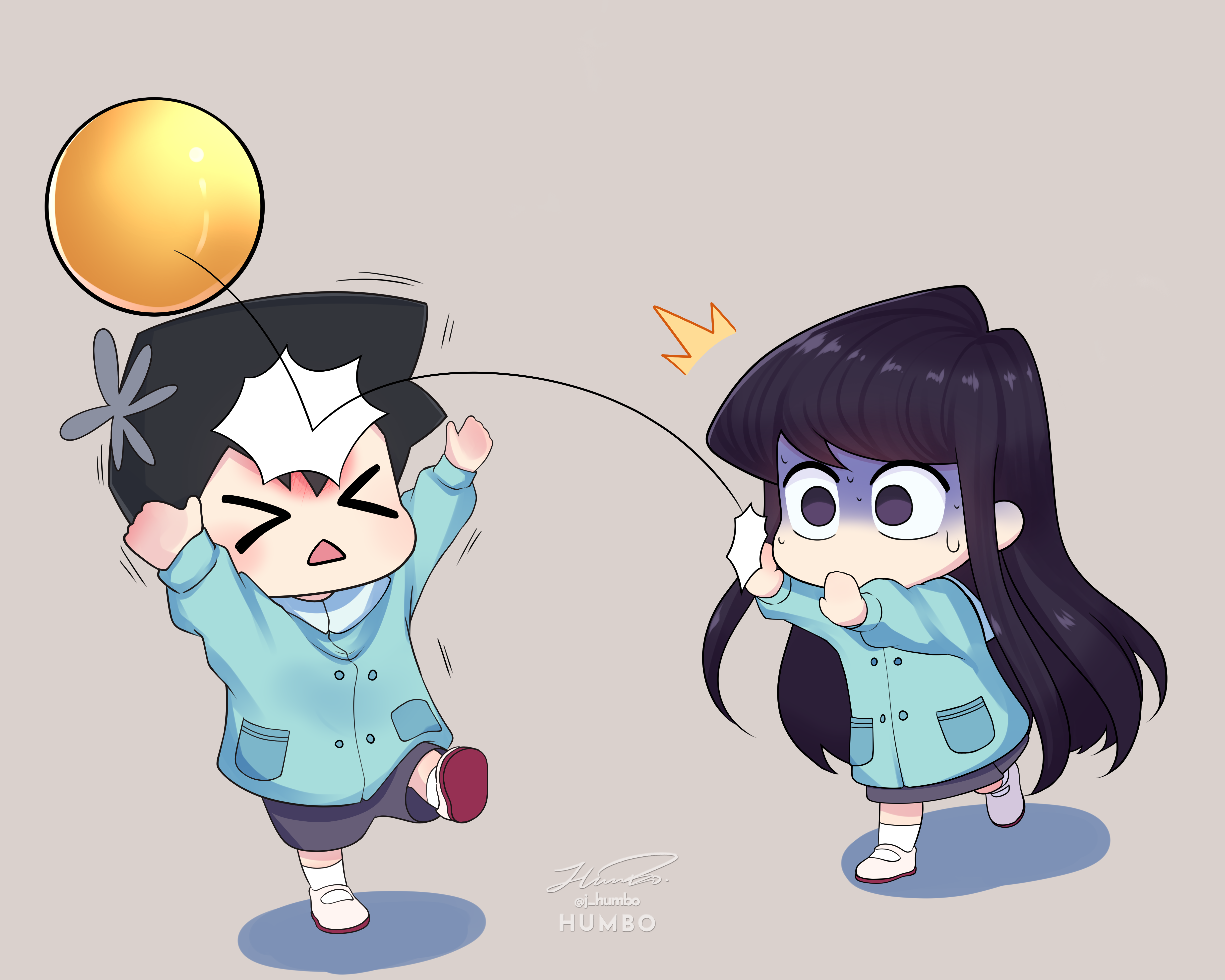 Komi Shouko and Tadano Hitohito from Komi Can't Communicate playing with a ball HD Wallpaper