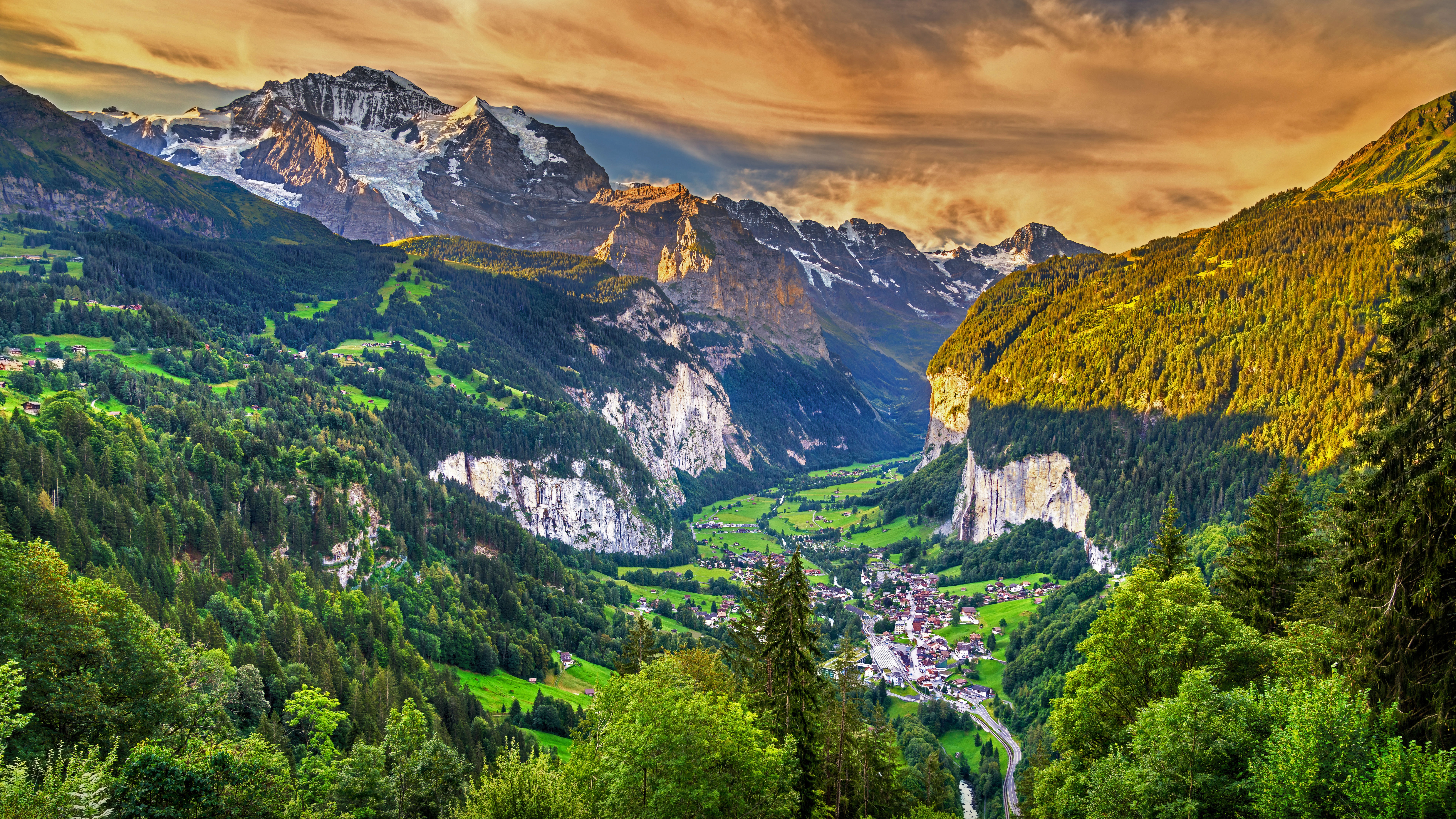 Lauterbrunnen Valley in the Swiss Alps HD Wallpaper