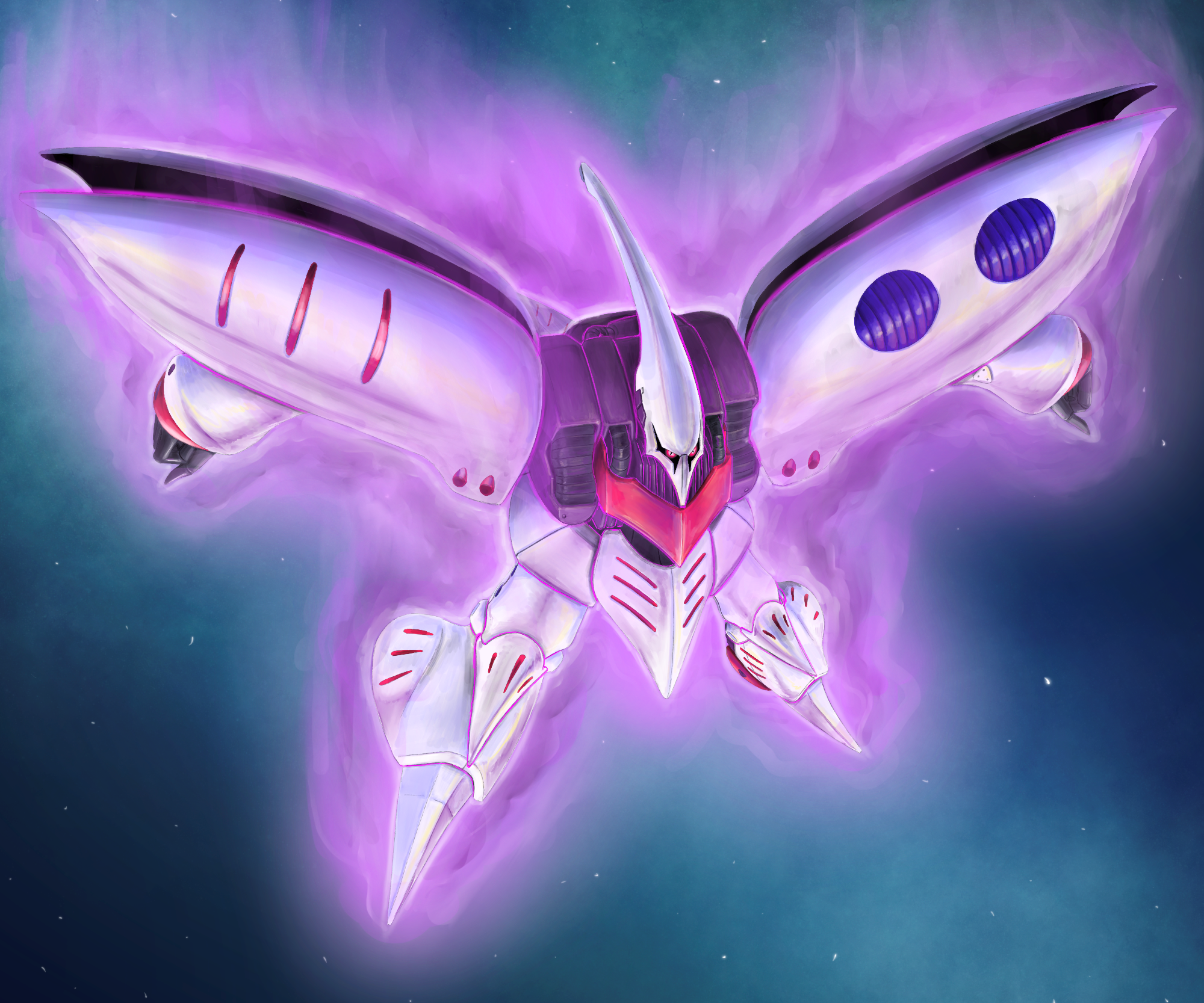 AMX-004 Qubeley mobile suit with purple aura HD Wallpaper