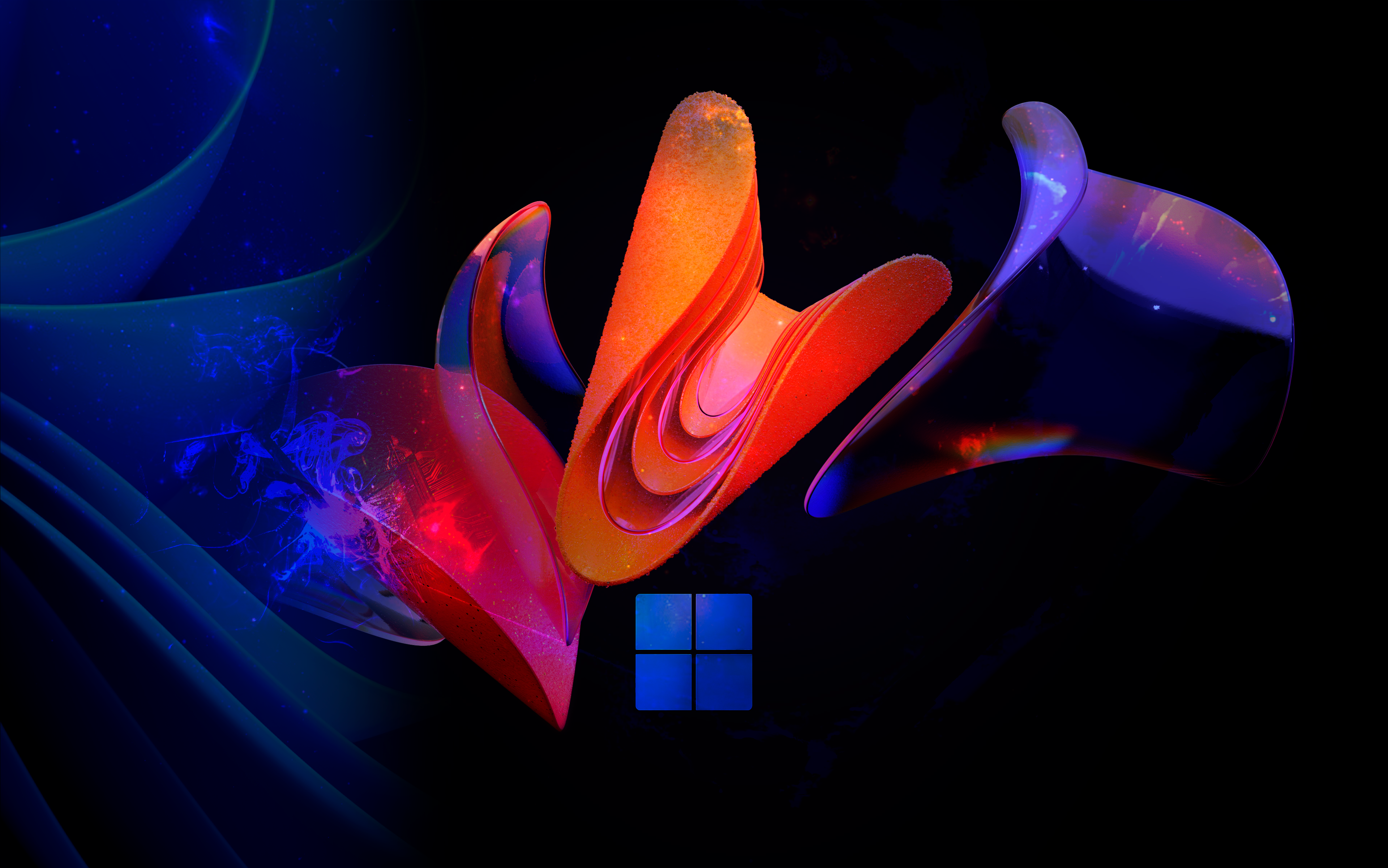 Abstract Windows 11 logo with colorful flowing shapes HD Wallpaper