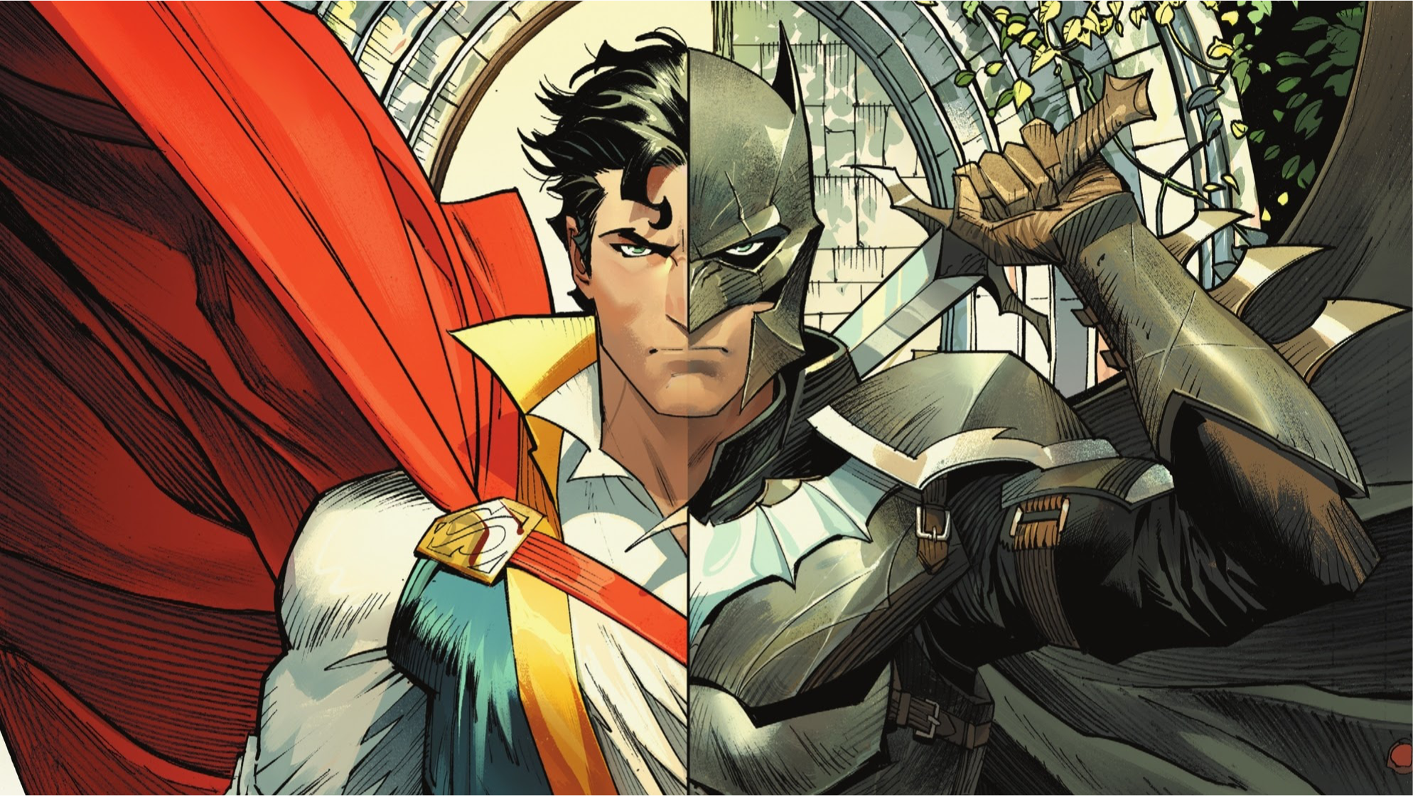 Superman and Batman split portrait HD Wallpaper