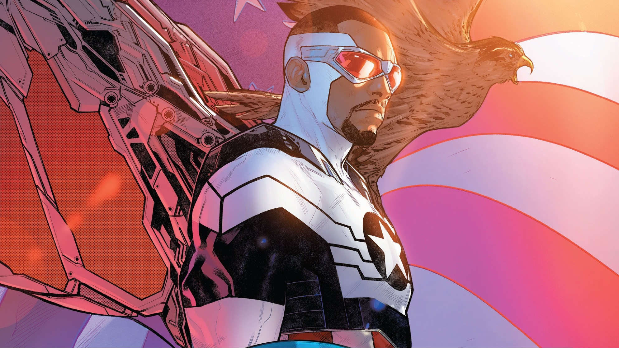 Captain America (Sam Wilson) with Wings and Eagle HD Wallpaper