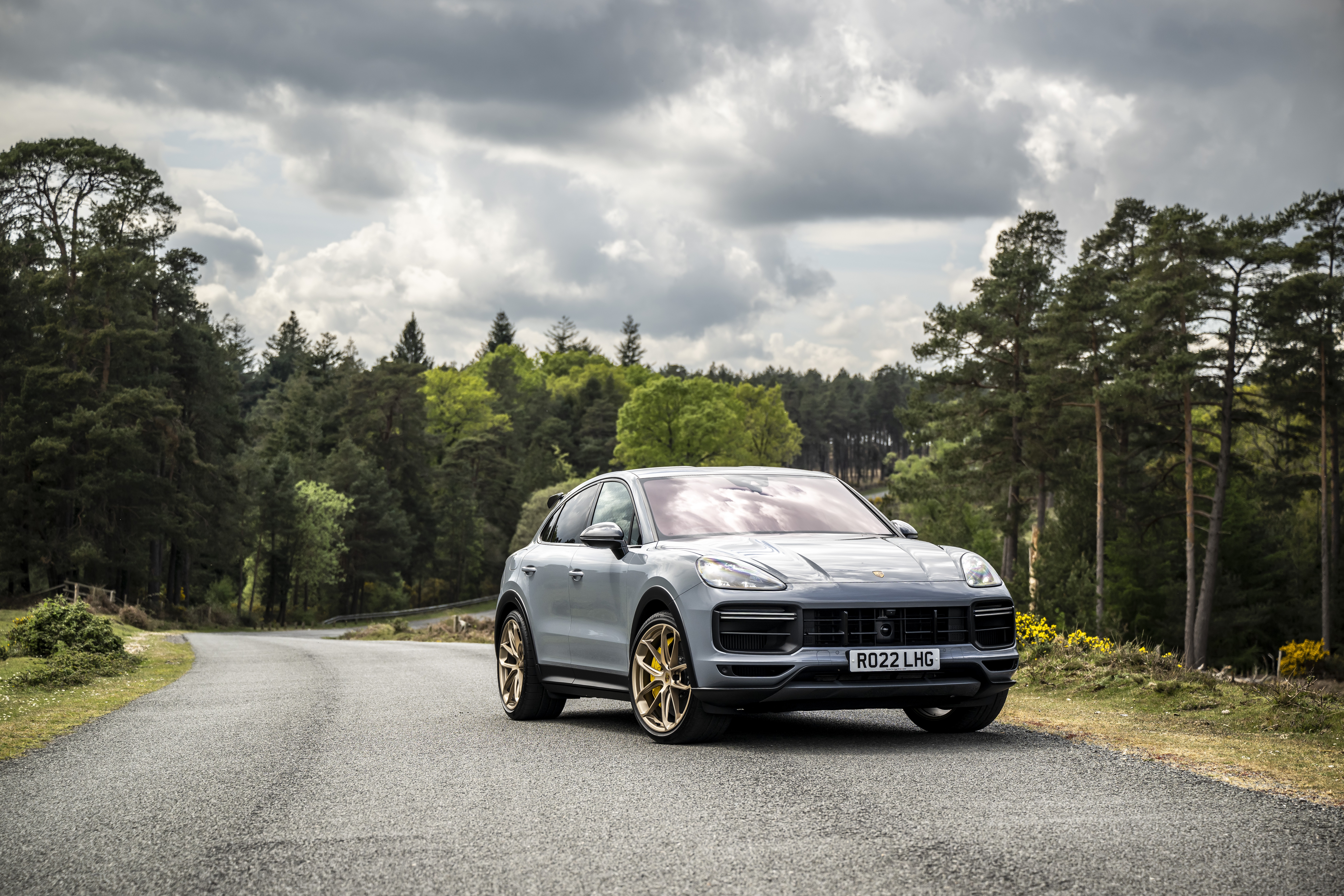 Porsche Cayenne Turbo on a Forest Road HD Wallpaper