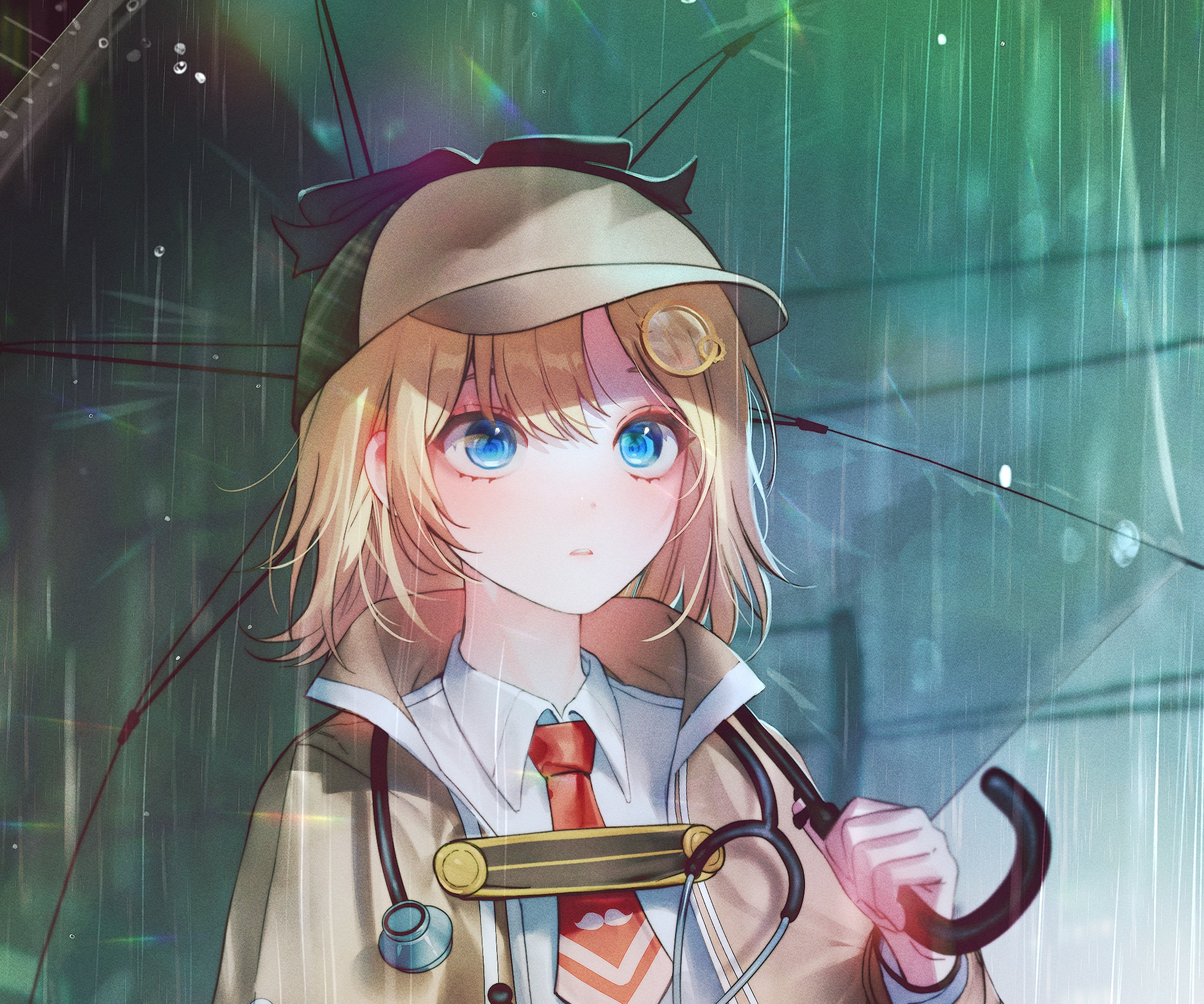 Watson Amelia from Hololive in the rain HD Wallpaper