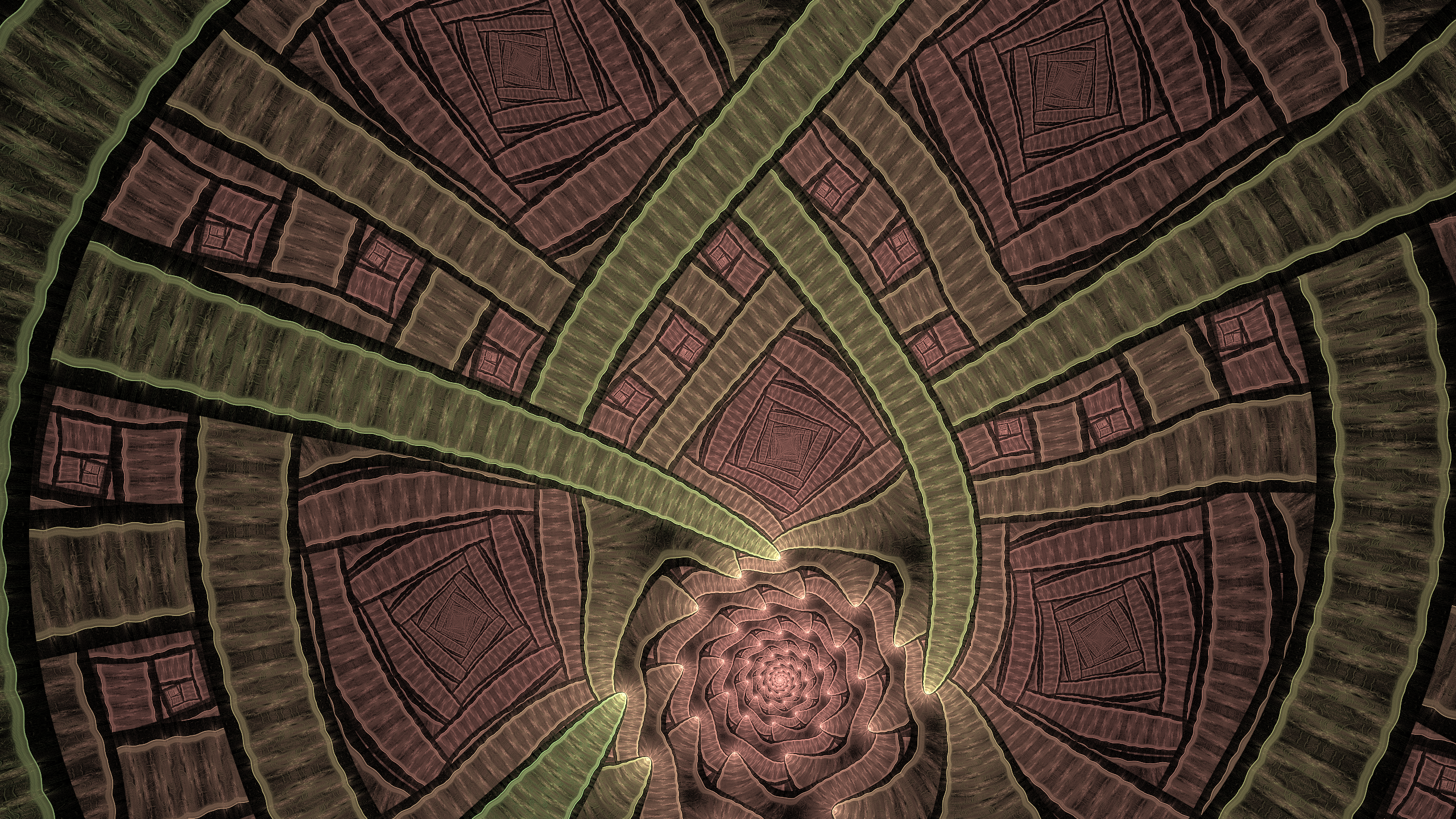 Abstract Fractal Pattern with Swirling Geometric Shapes HD Wallpaper