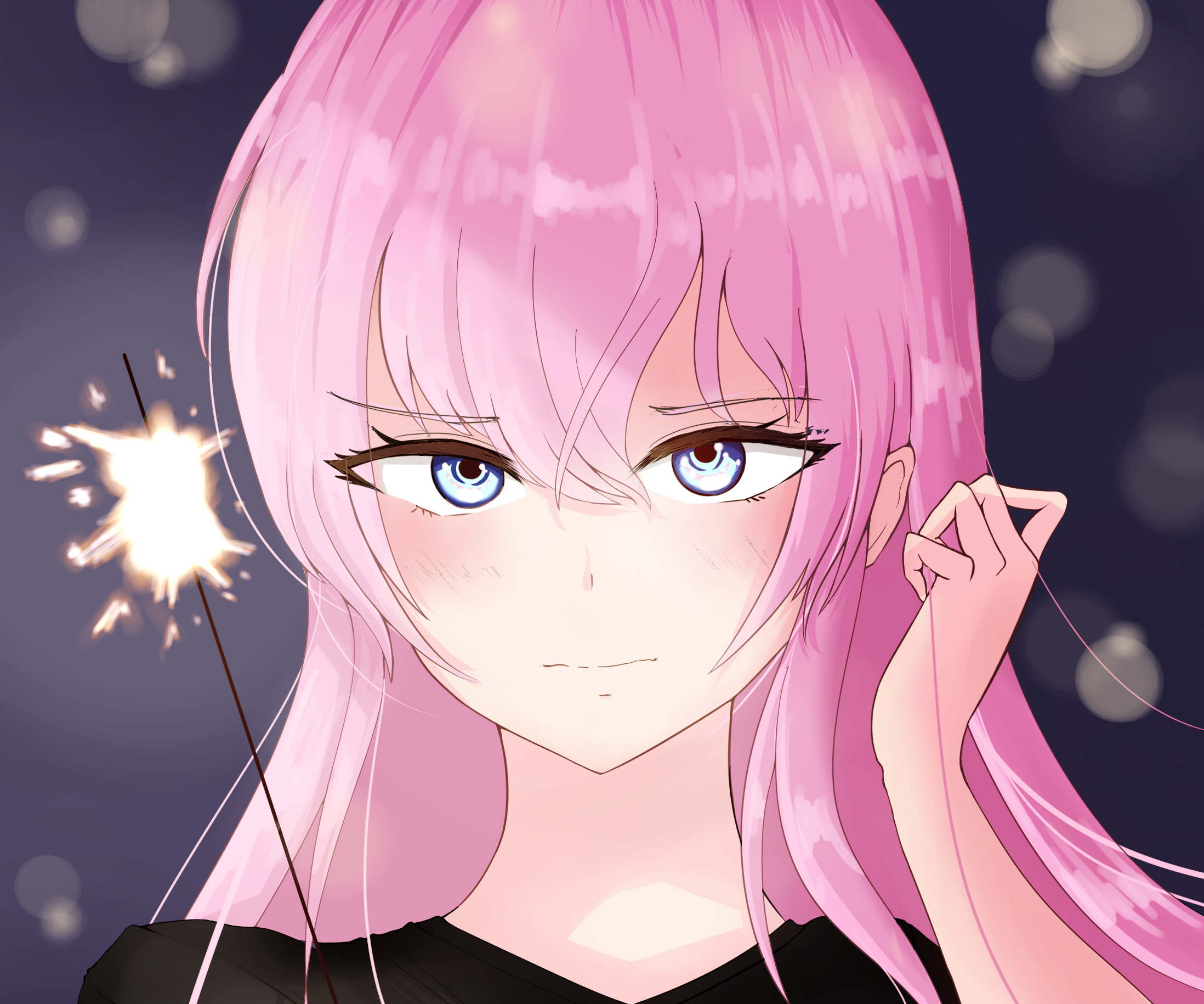 Micchon Shikimori with a sparkler HD Wallpaper