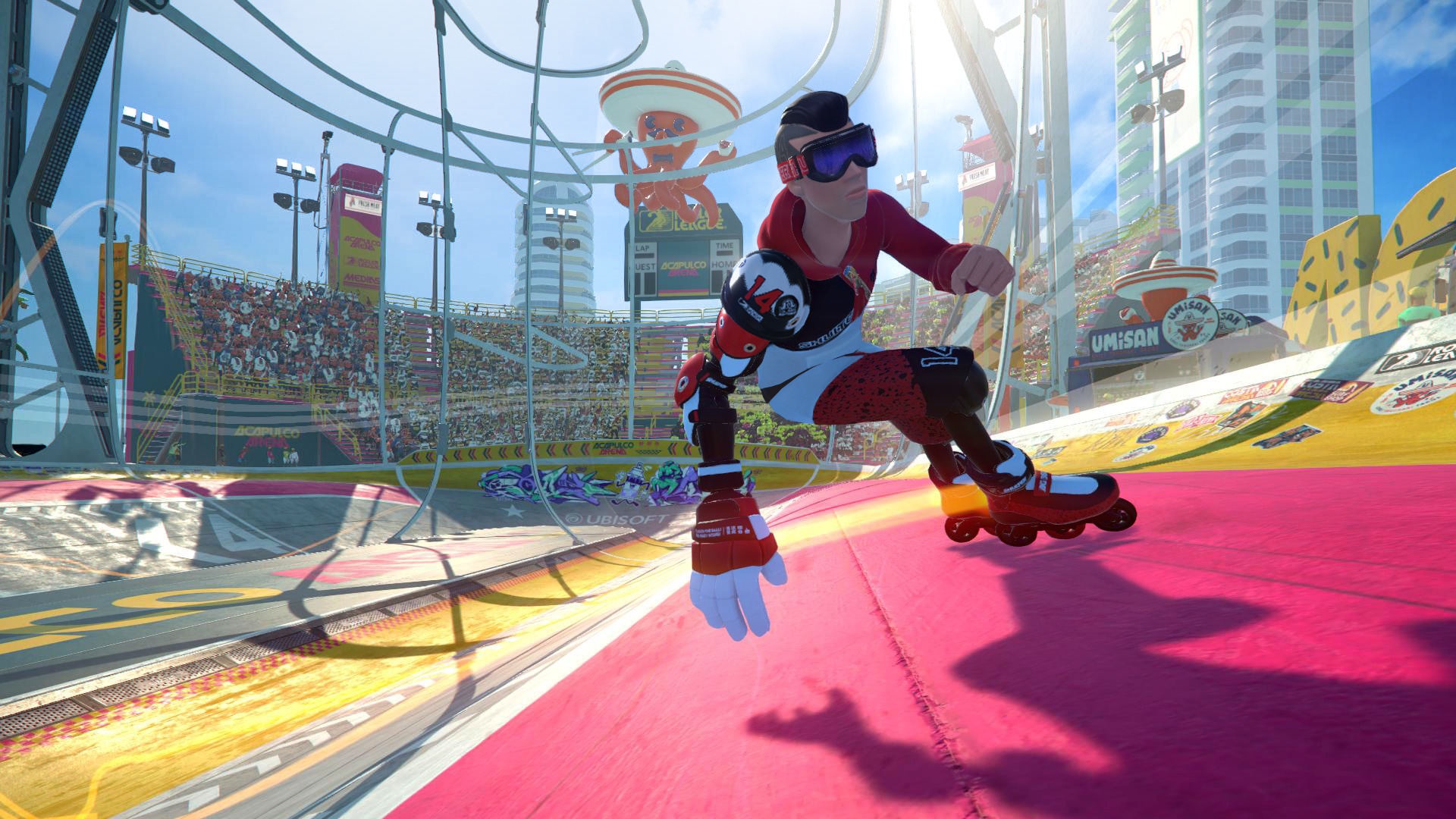 Roller Champions player in a stadium HD Wallpaper