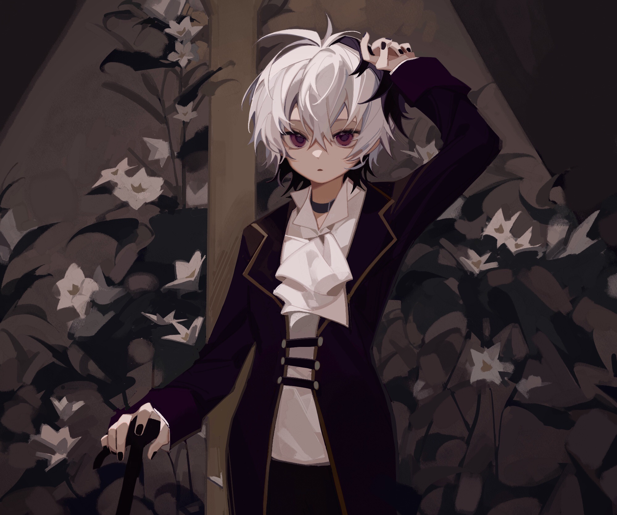Flower (Vocaloid) character with white hair HD Wallpaper