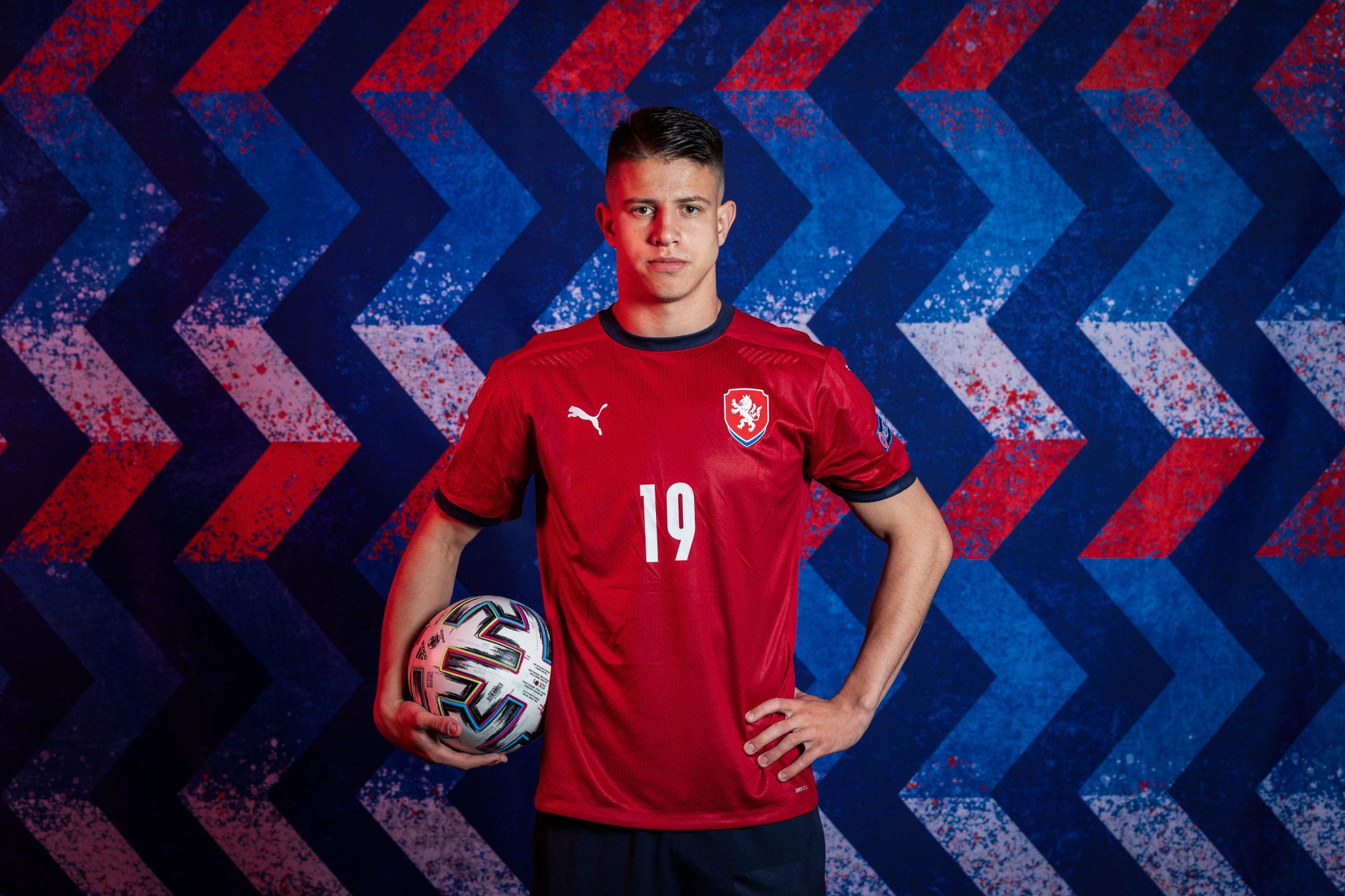 Adam Hložek with soccer ball HD Wallpaper