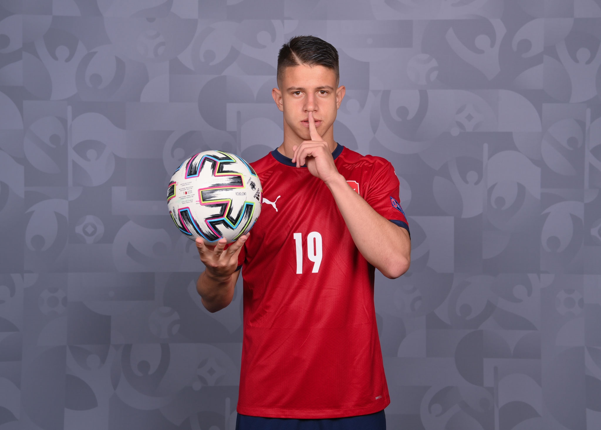 Adam Hložek with a soccer ball HD Wallpaper