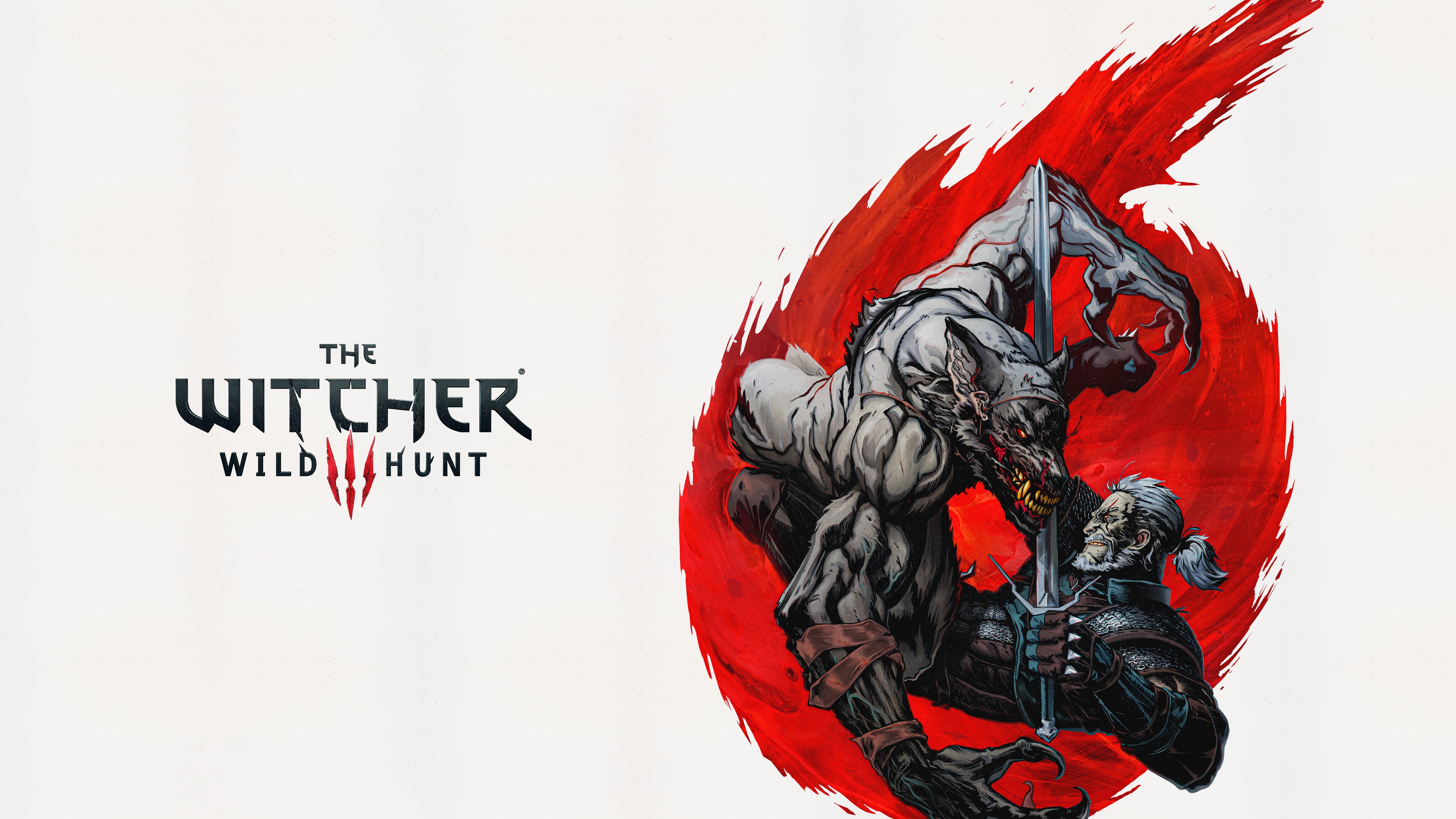The Witcher 3 Wild Hunt: Geralt fighting a werewolf HD Wallpaper