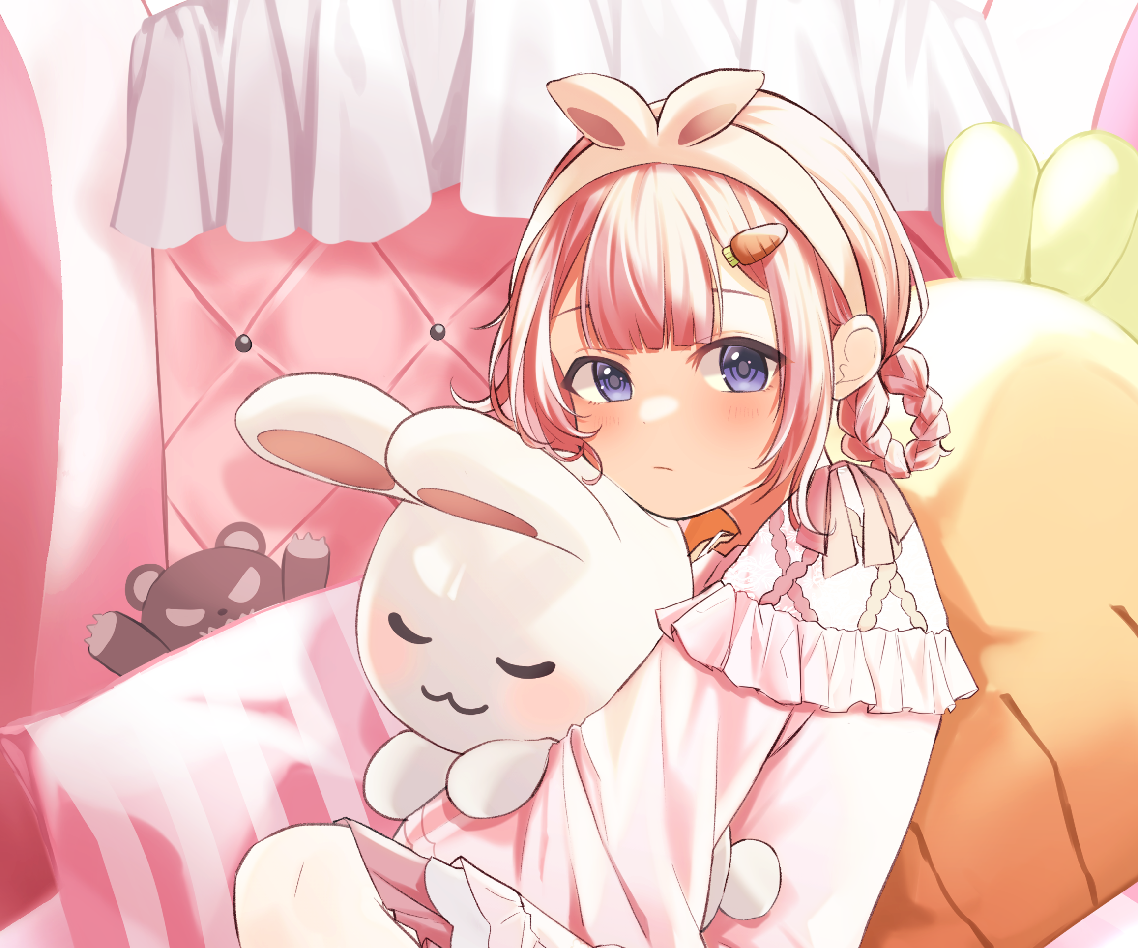 Suo Sango holding a bunny plush HD Wallpaper